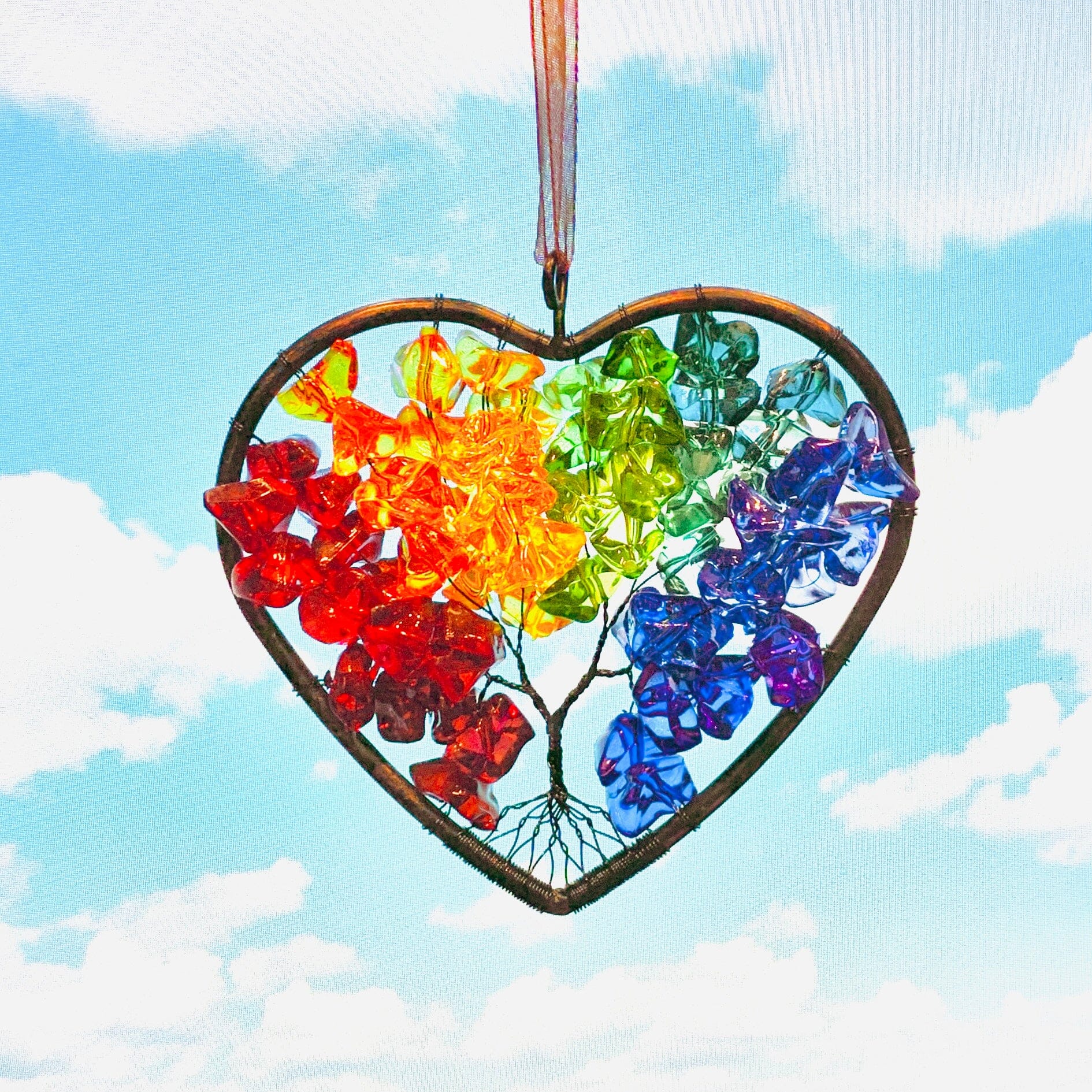 Rainbow Crystal Heart Ornament Ornament GANZ 