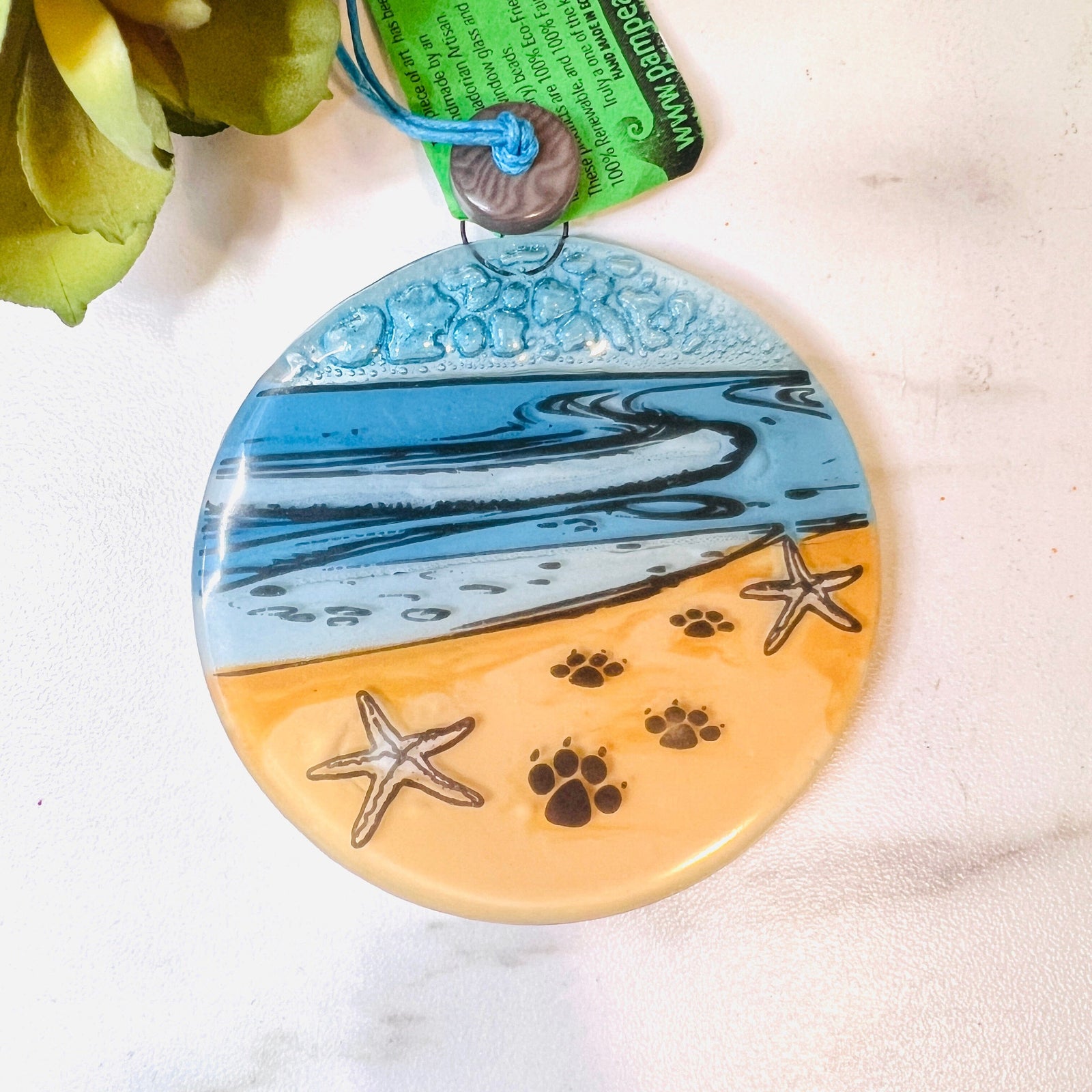 Fair Trade Ornament 14 Paw Print Beach Ornament Pam Peana 
