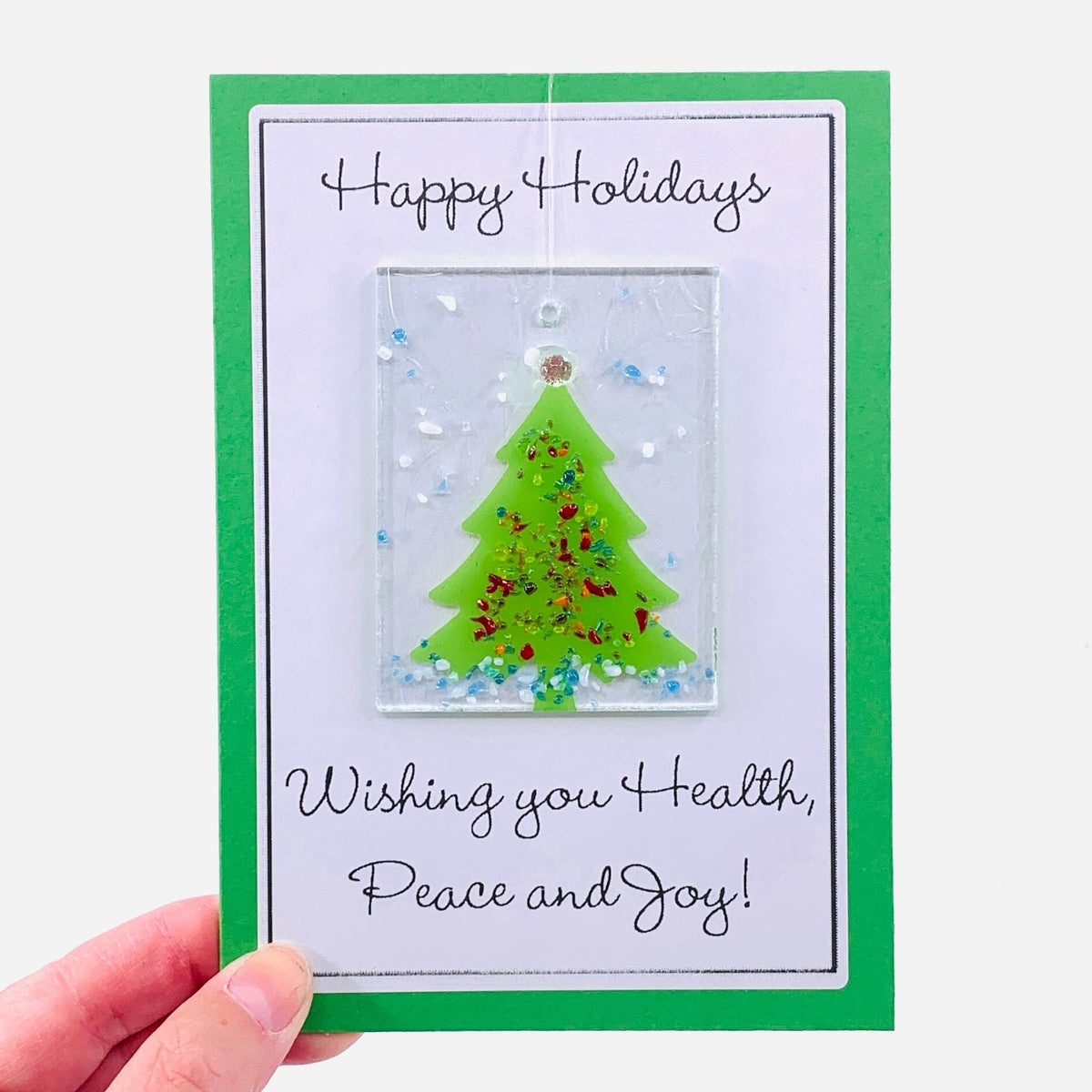 Fused Glass Christmas Tree Suncatcher, 14 Decor Glimmer Glass Gifts 