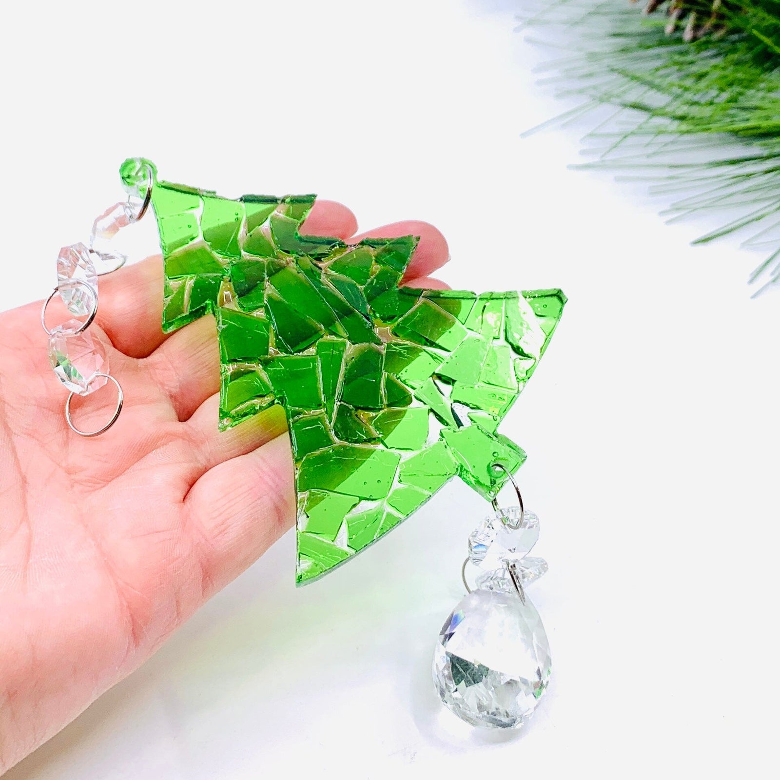 Stained Glass Tree Ornament, Green Ornament Oh My Sweetie 