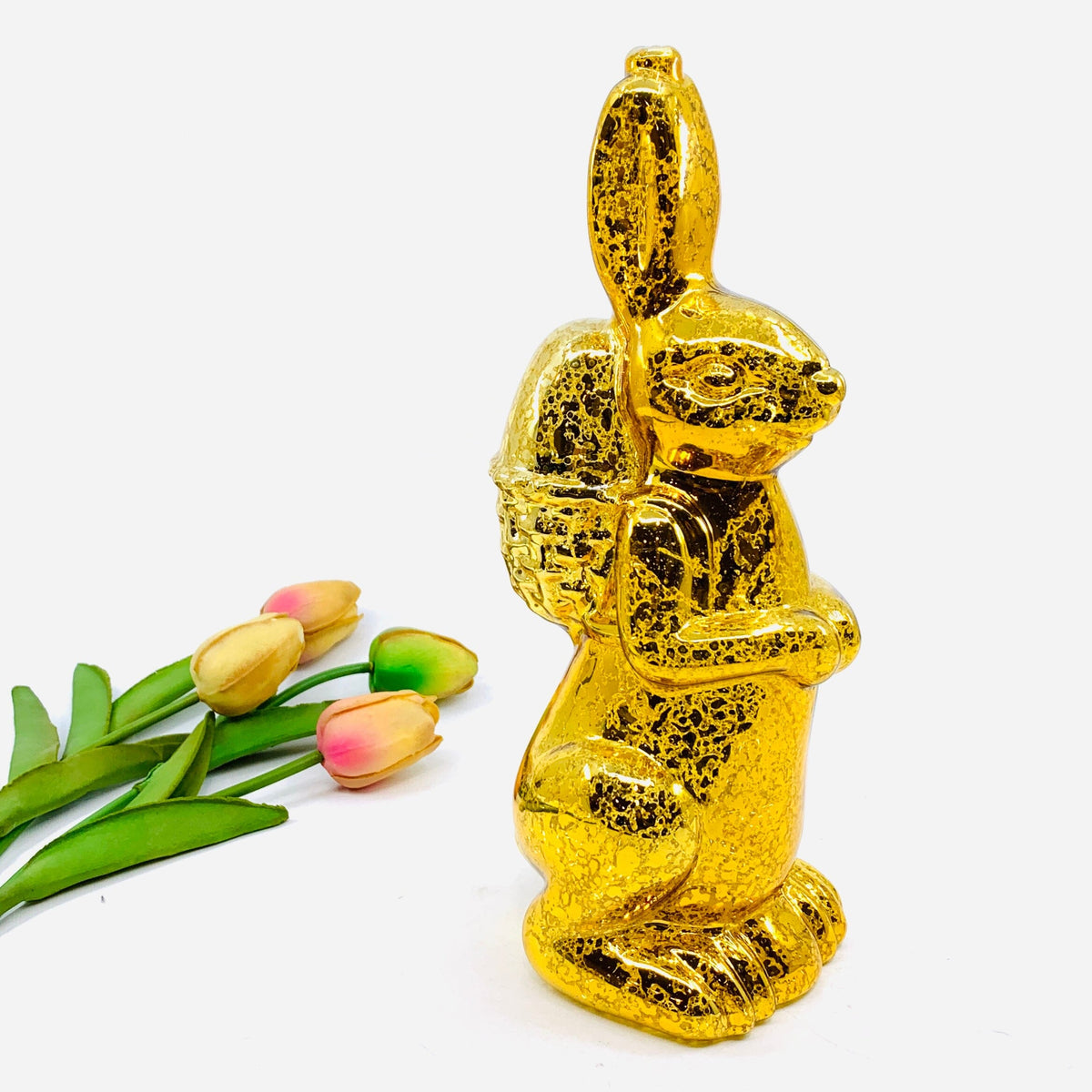 Mercury Glass Easter Rabbit 10"- Gold One Hundred 80 Degrees 