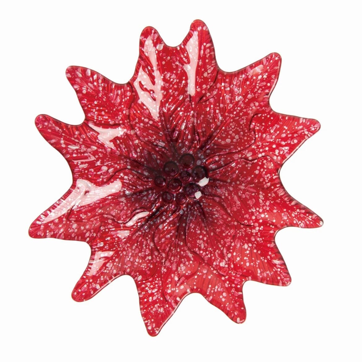 Glass Fusion Plate, Poinsettia 45 Decor Transpac 
