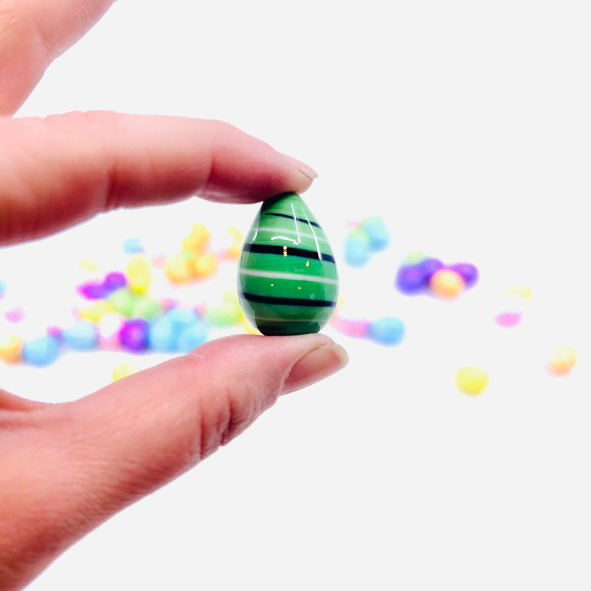 Mini Glass Egg-stravaganza 7 Green Stripe Amazon 