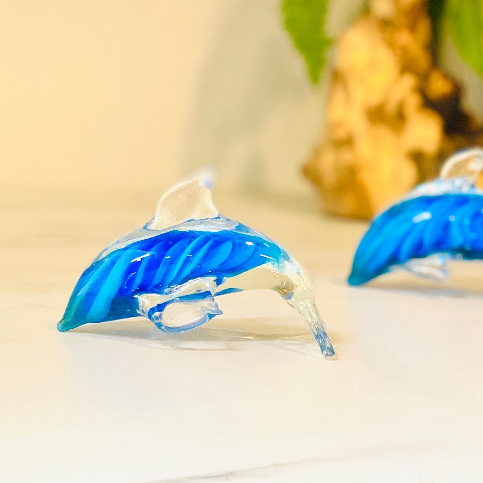 Glass Dolphin Swirl Paperweight Decor Chesapeake Bay 