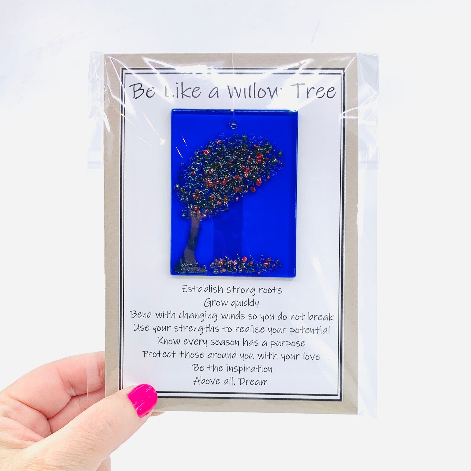 Fused Glass "Be Like a Willow Tree" Suncatcher 20 Decor Glimmer Glass Gifts 