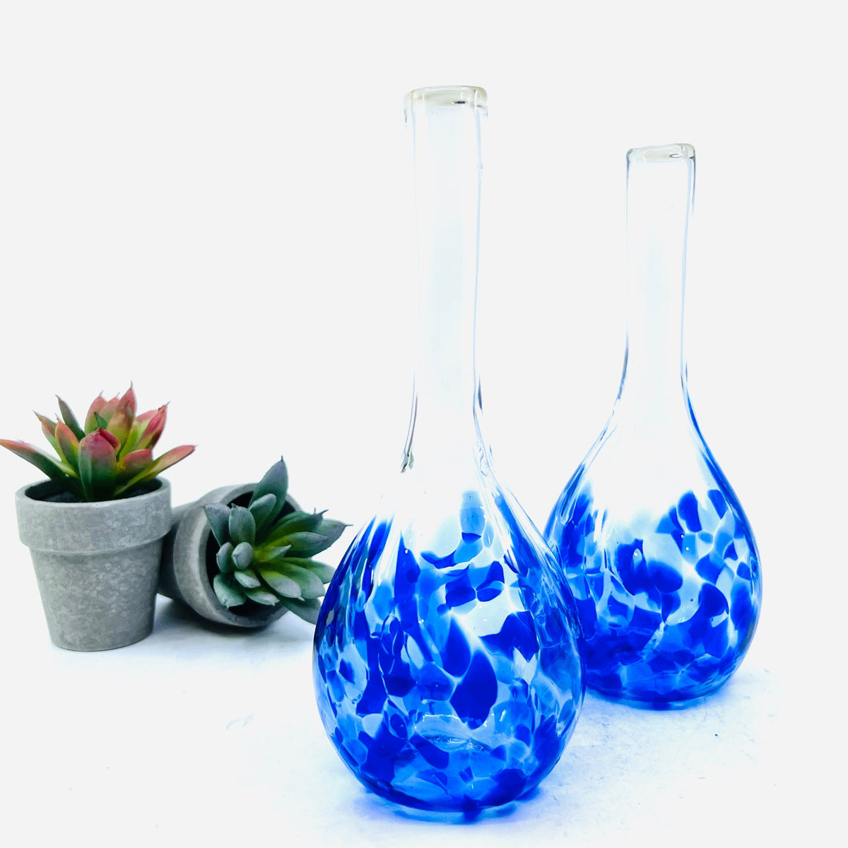 Small Tall Neck Vase Decor Henrietta Glass Blue 