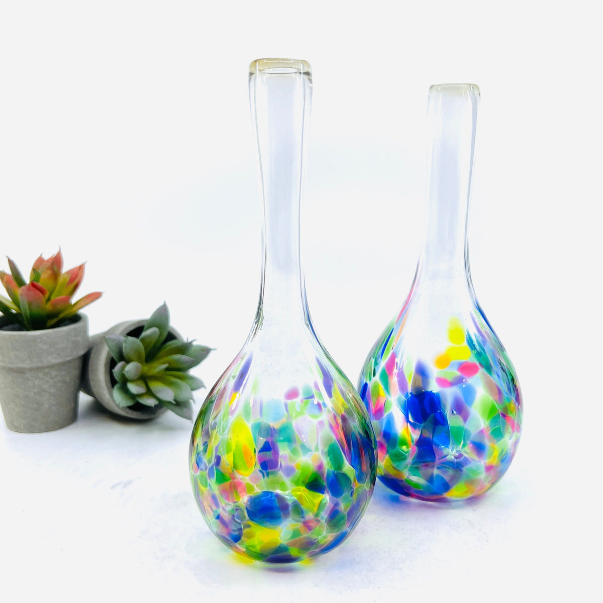 Small Tall Neck Vase Decor Henrietta Glass Confetti 