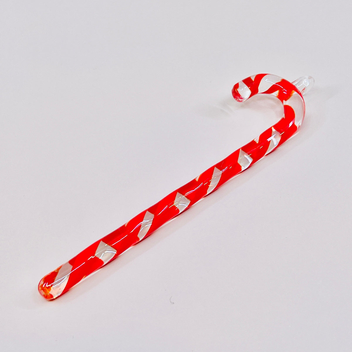 Clear Glass Candy Cane Ornament 237 Holiday - Red/Clear 