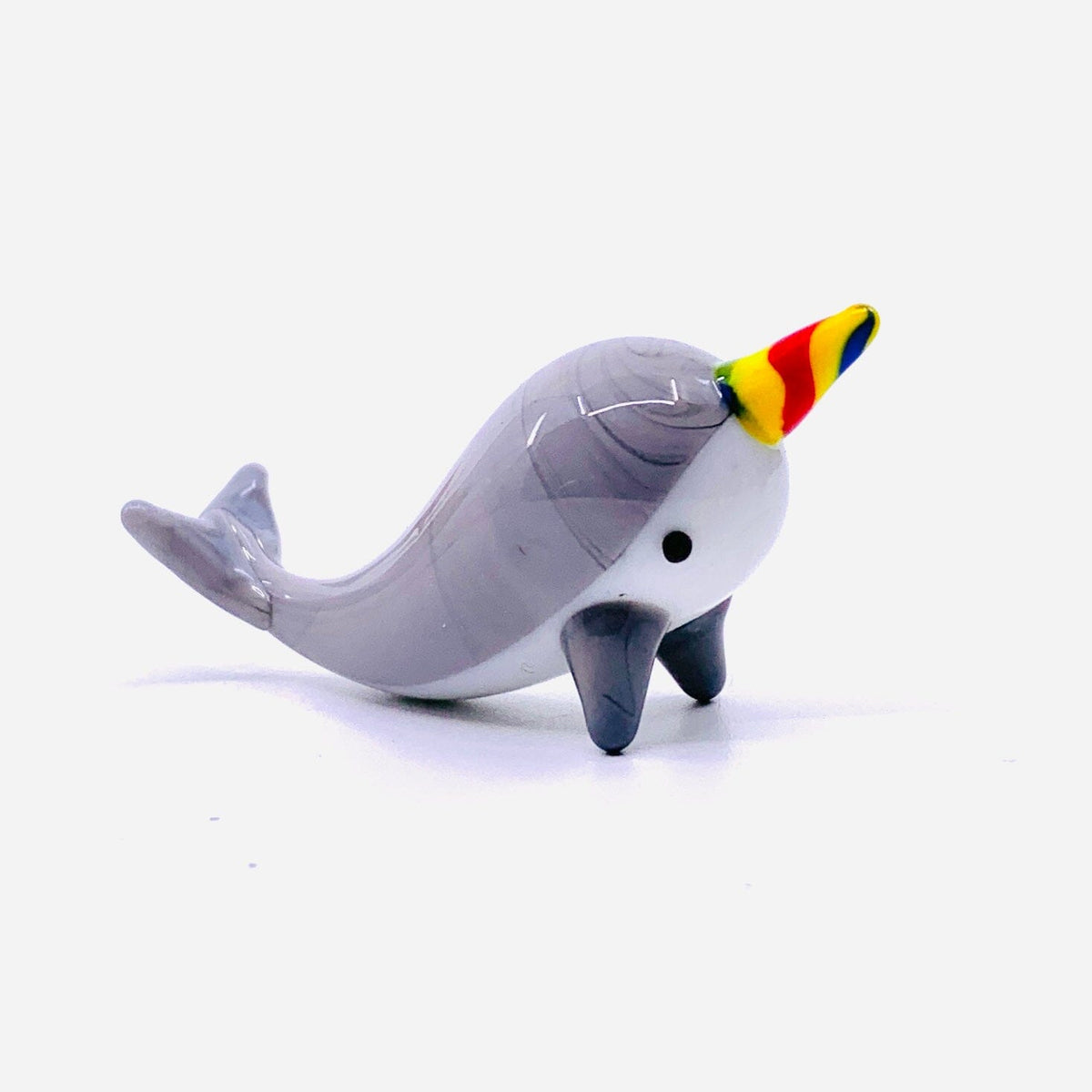 Tiny Glass Narwhal Gray, 106 Miniature - 