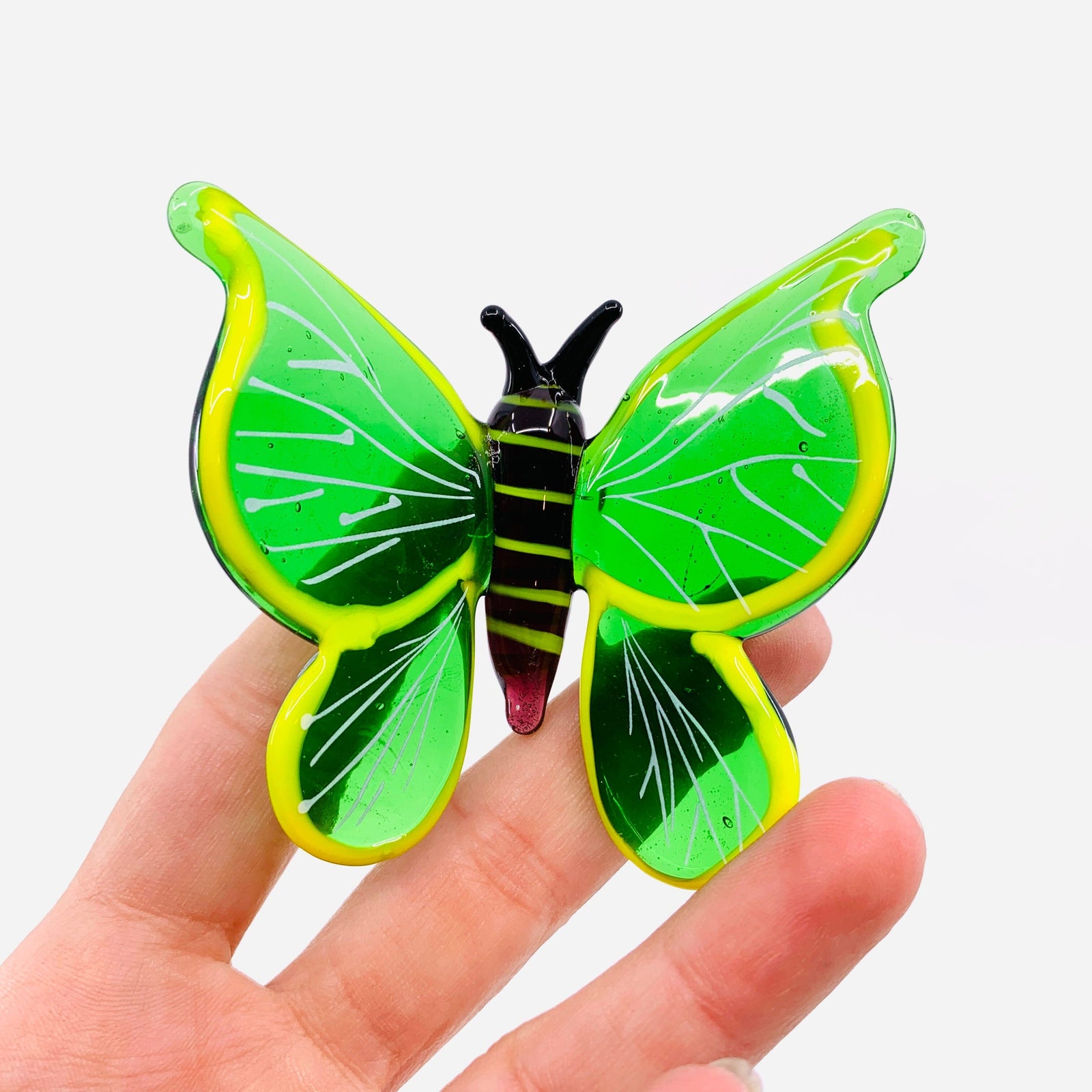 Tabletop Glass Butterfly, Green 13 Alex 