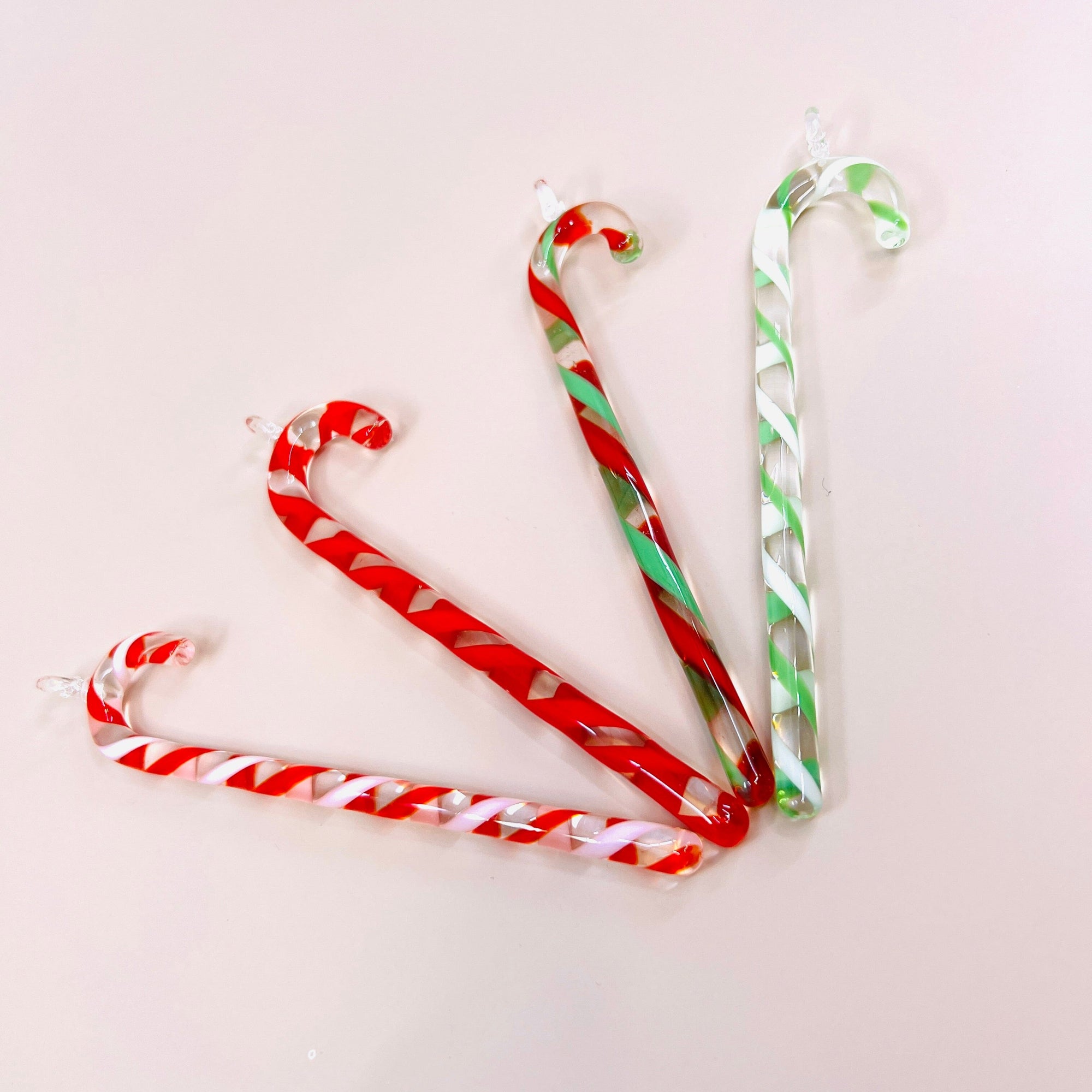 Clear Glass Candy Cane Ornament 237 Holiday - 