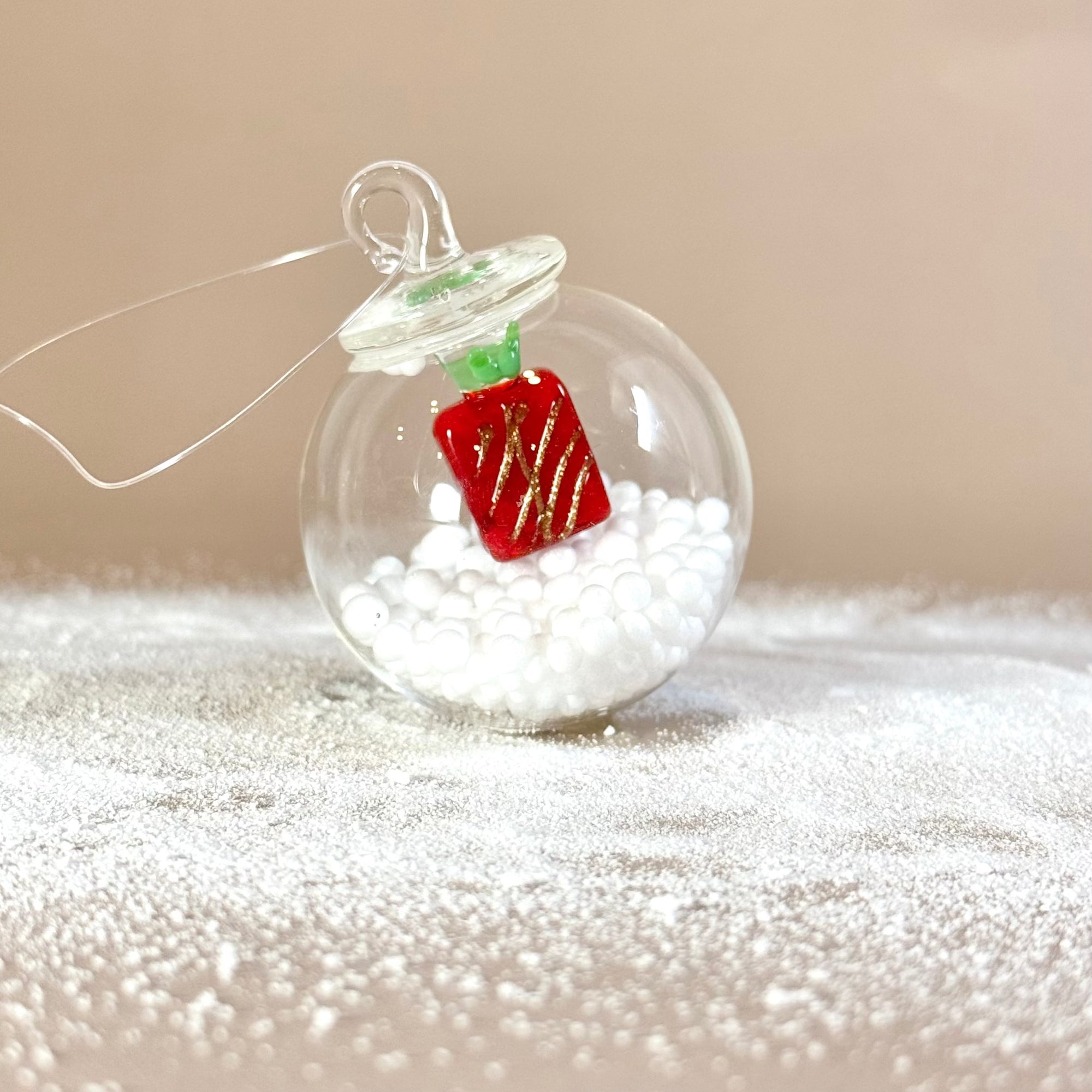 Glass Snow Globe Ornament, Gift Decor Creative Co-op 