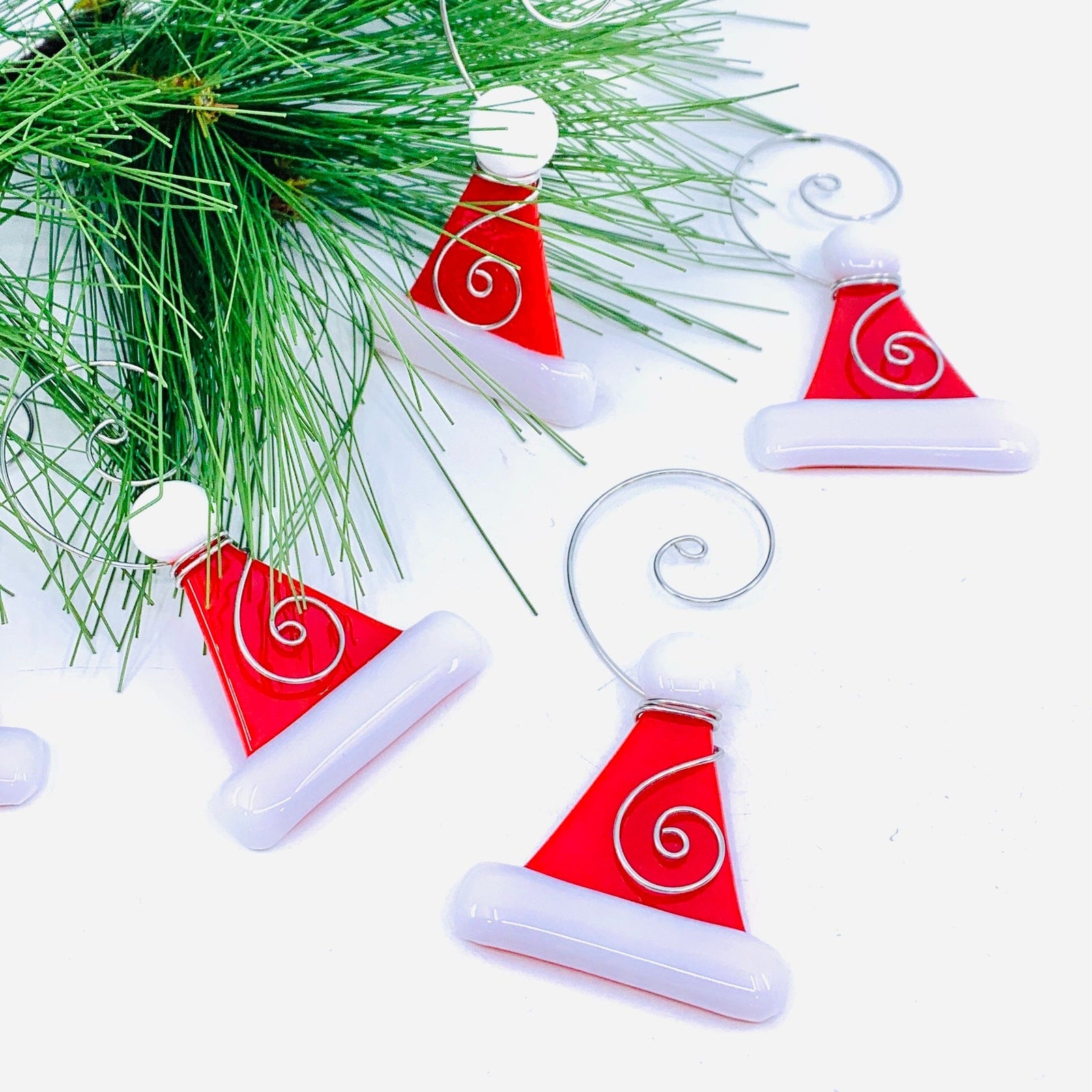 Fused Glass Santa Hat Ornament Haywire Art 