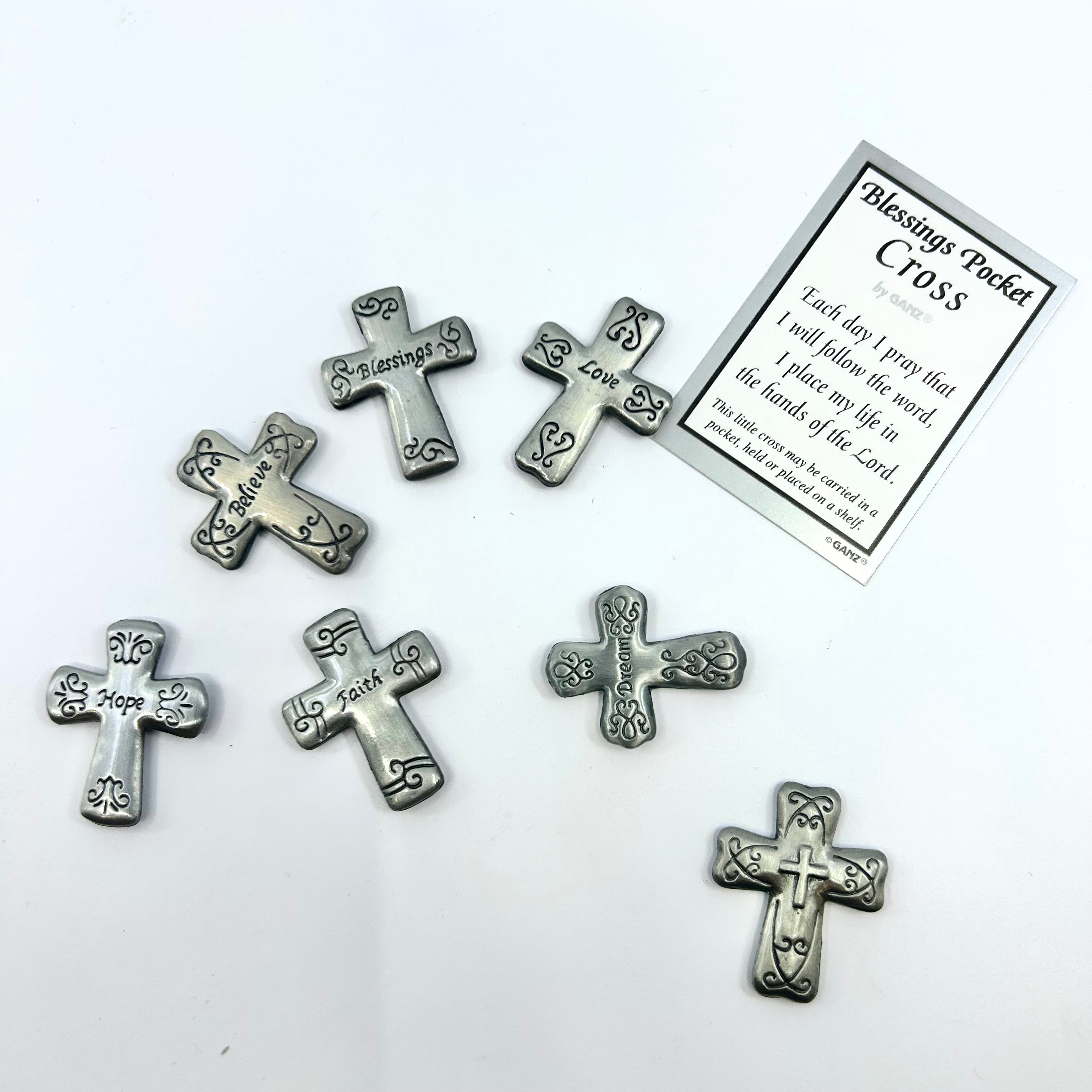 Blessings Cross Pocket Charm PT33 - Luke Adams Glass Blowing Studio