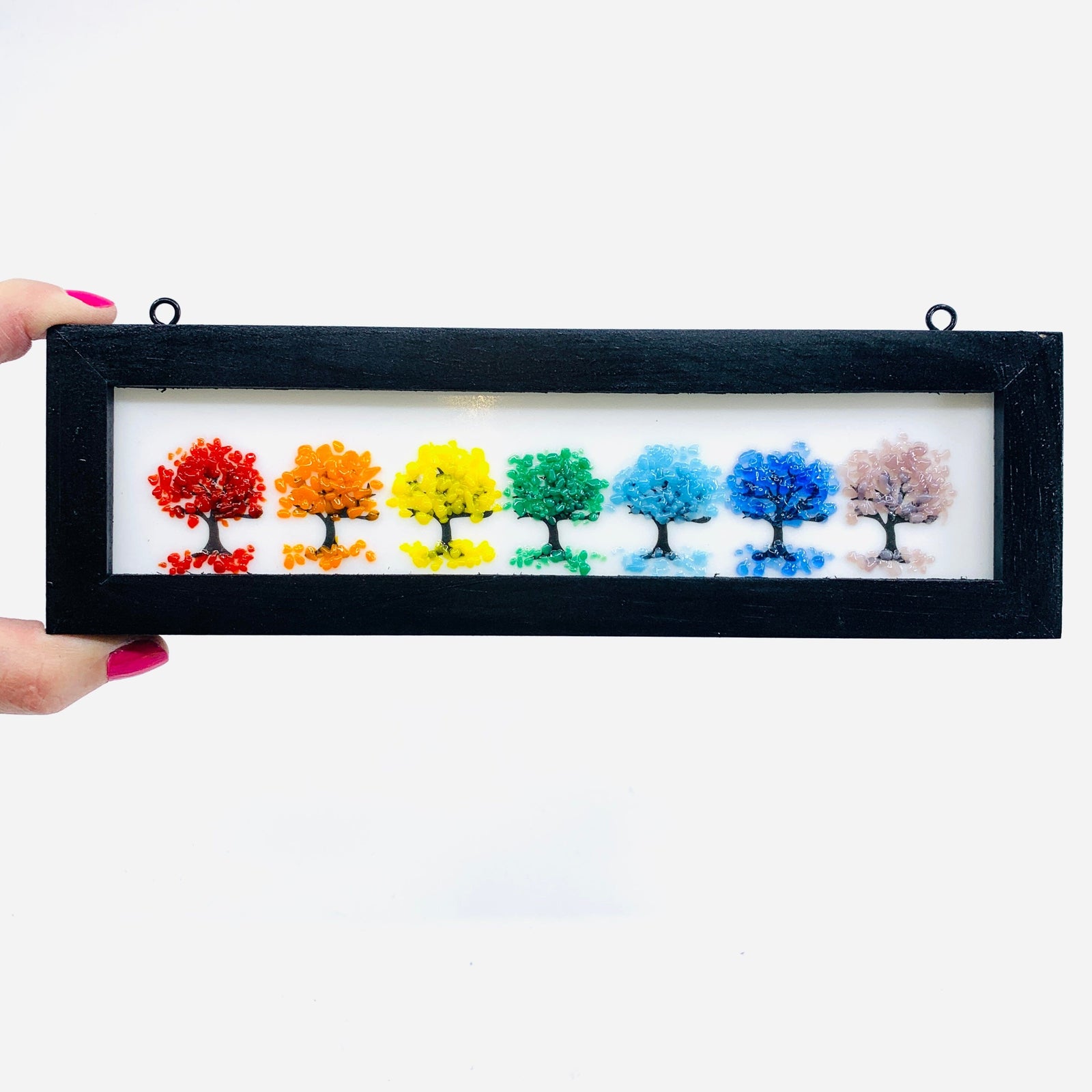 Fused Glass Tree of Life Shadow Box, Rainbow Large Decor Glimmer Glass Gifts 