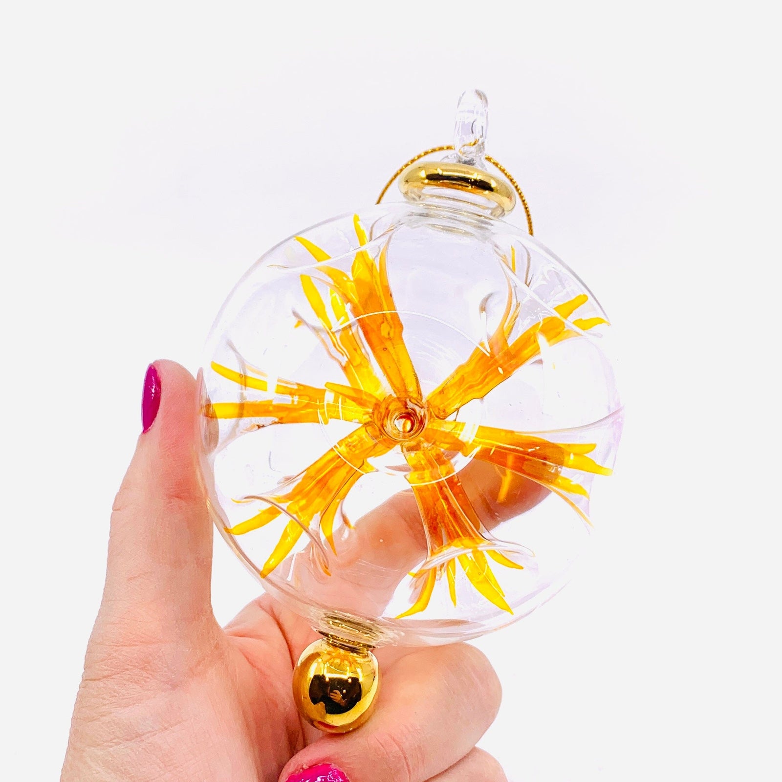 Hand Blown Starburst Ornaments, Orange Large Unique Tradings LLC 