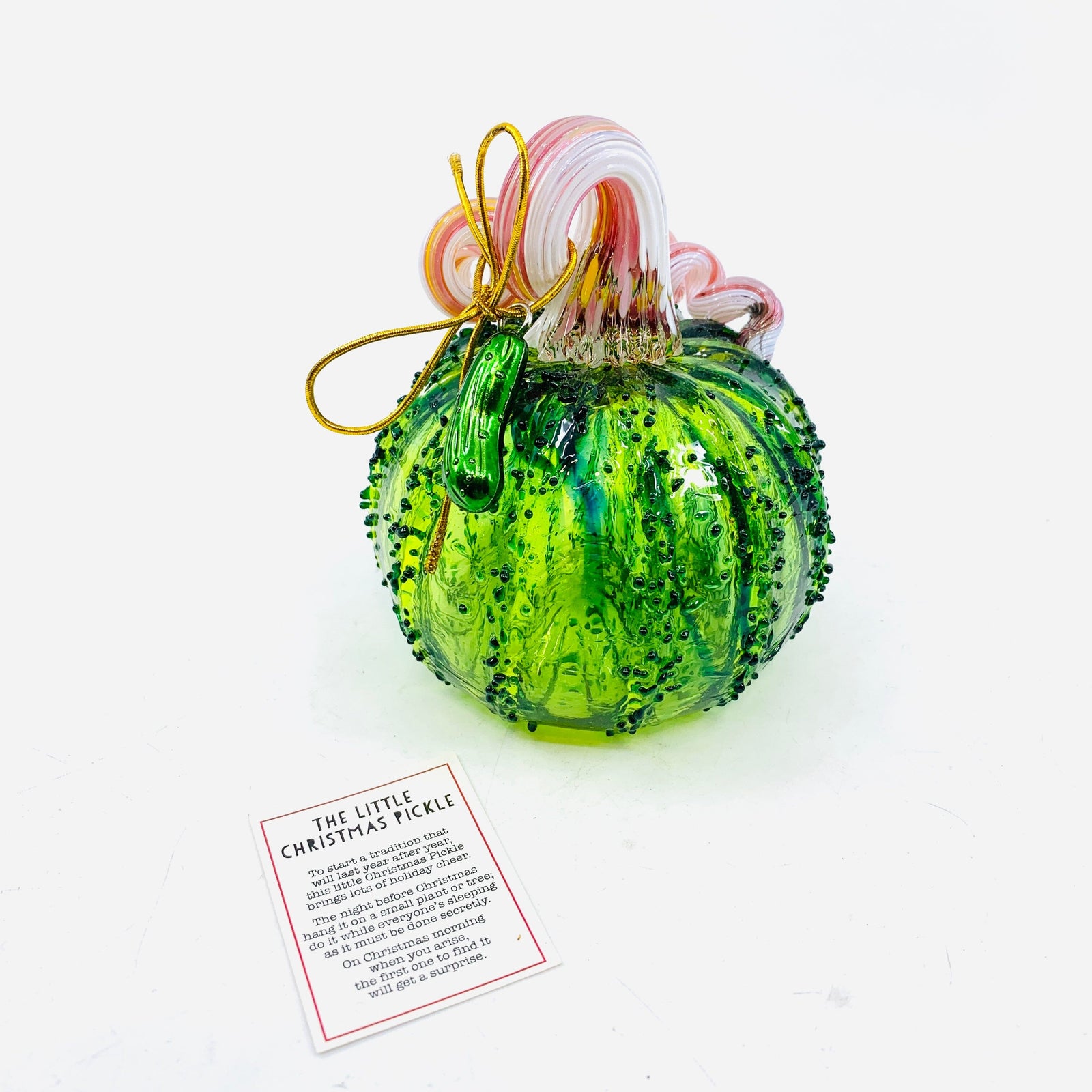 Daily Pumpkin 1963 Christmas Pickle Mini Signed by Luke Adams Gabby Luke Adams Glass Blowing Studio 