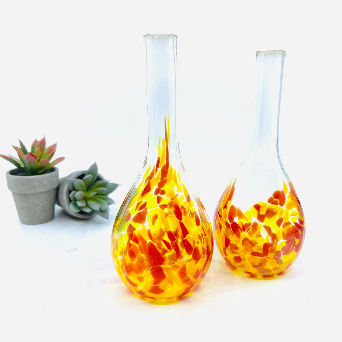 Small Tall Neck Vase Decor Henrietta Glass Yellow/Red 