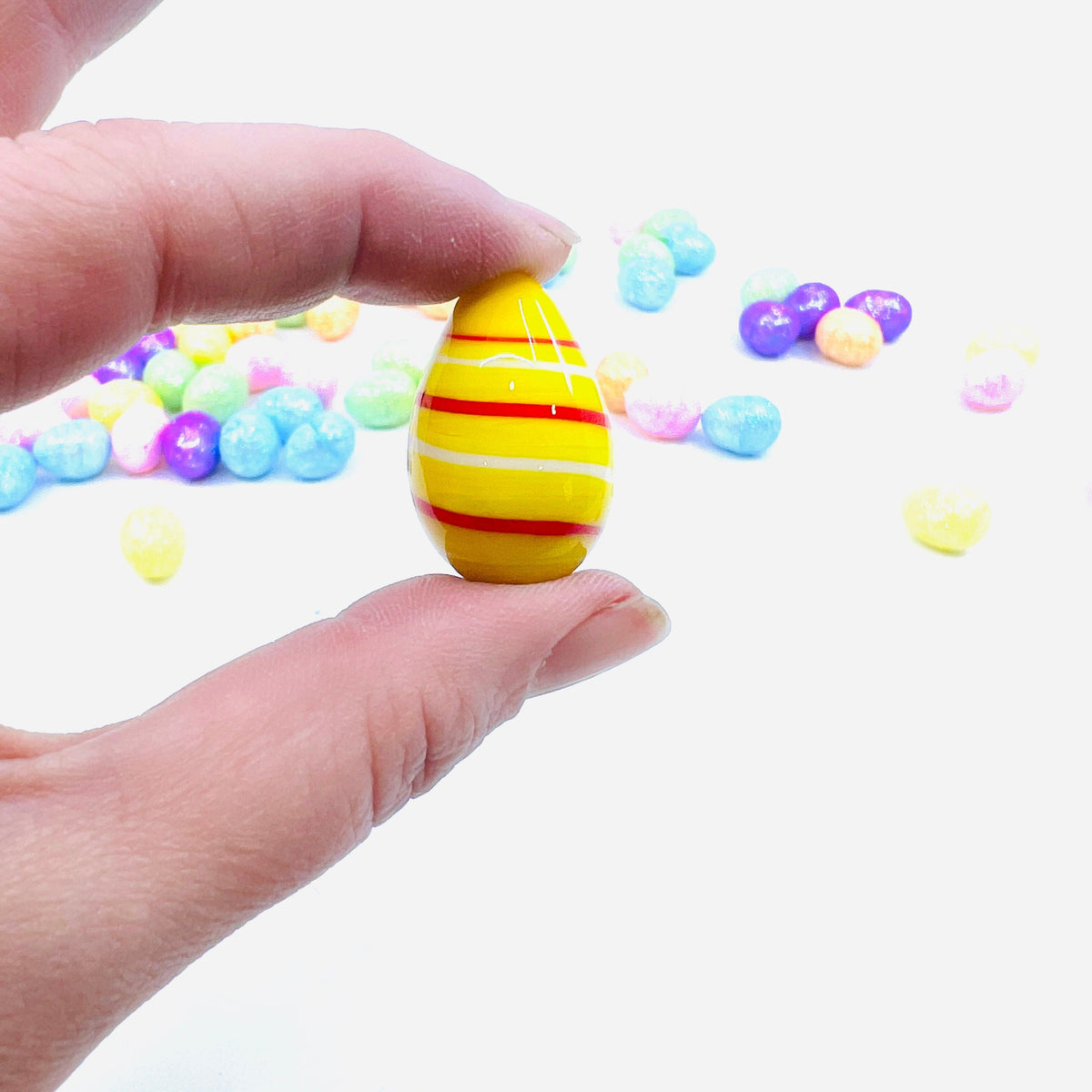 Mini Glass Egg-stravaganza 18 Yellow Stripe Amazon 