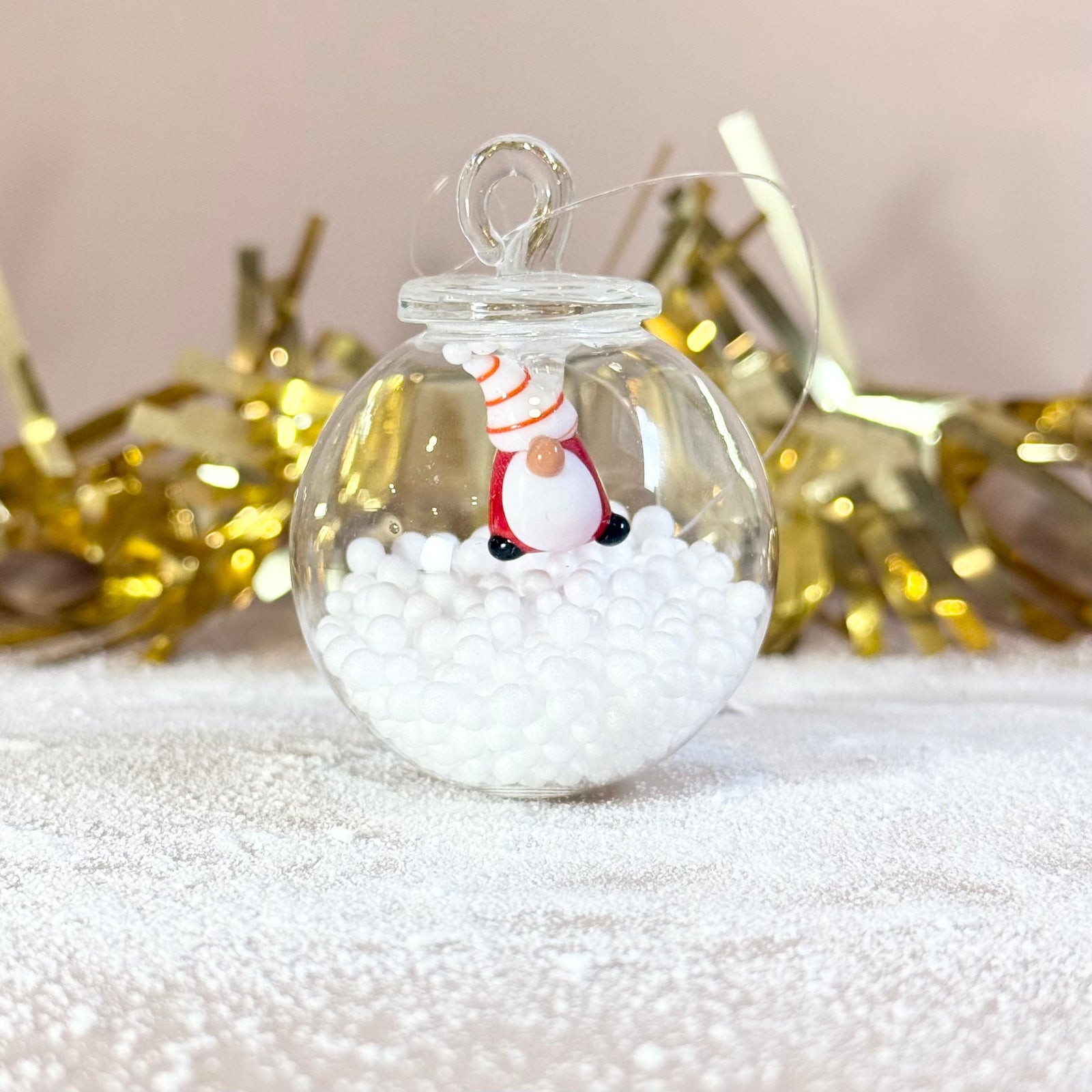 Glass Snow Globe Ornament, Gnome Decor Creative Co-op 
