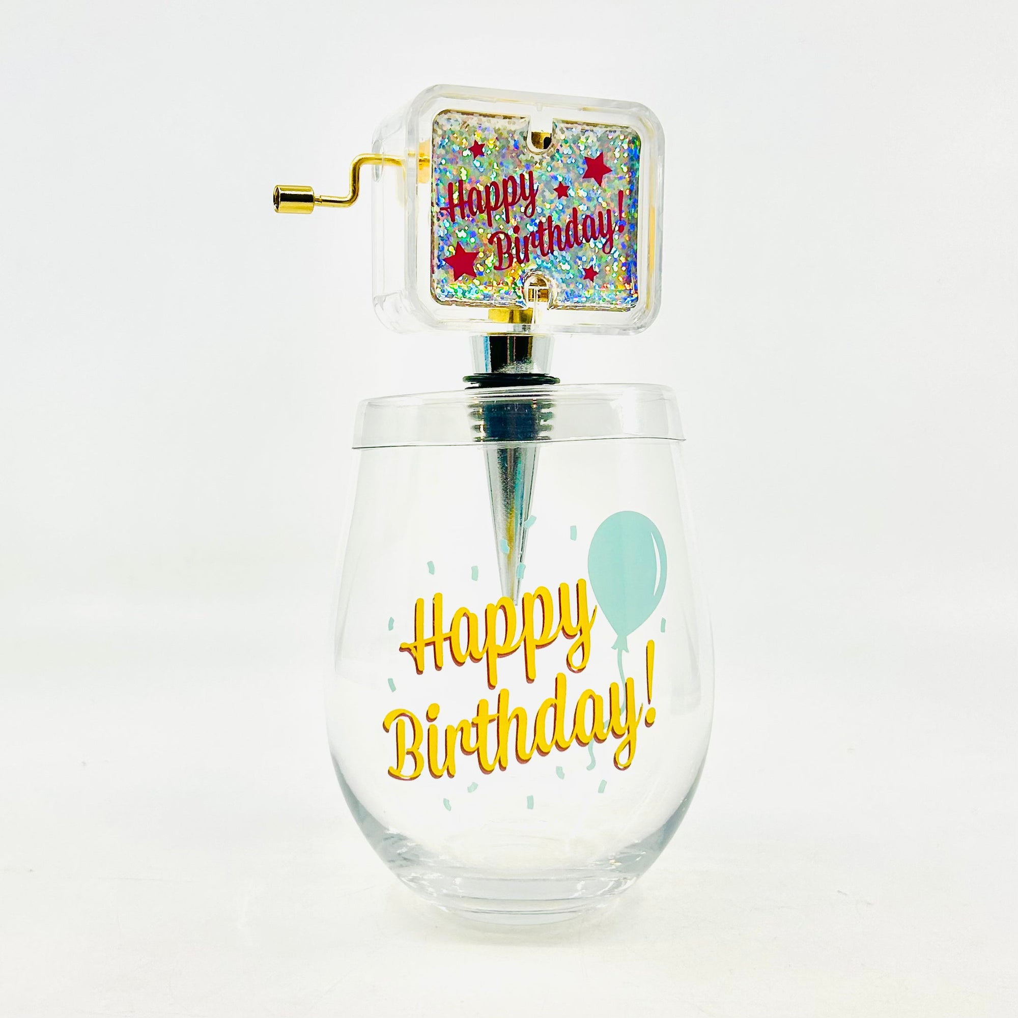 Happy Birthday Wine Glass With Music Box Stopper Wild Eye Designs 