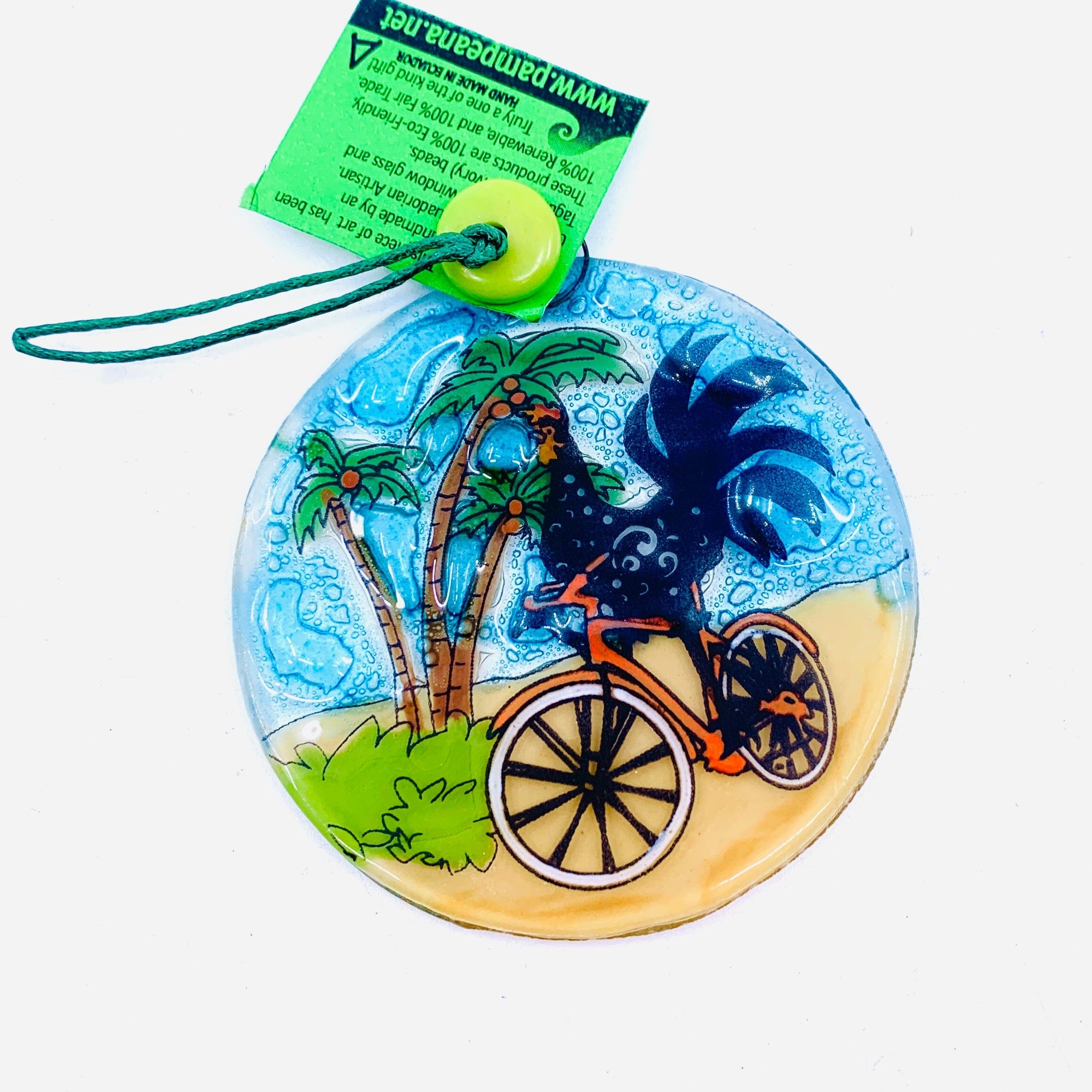 Fair Trade Ornament 134 Rooster on a Bicycle Ornament Pam Peana 