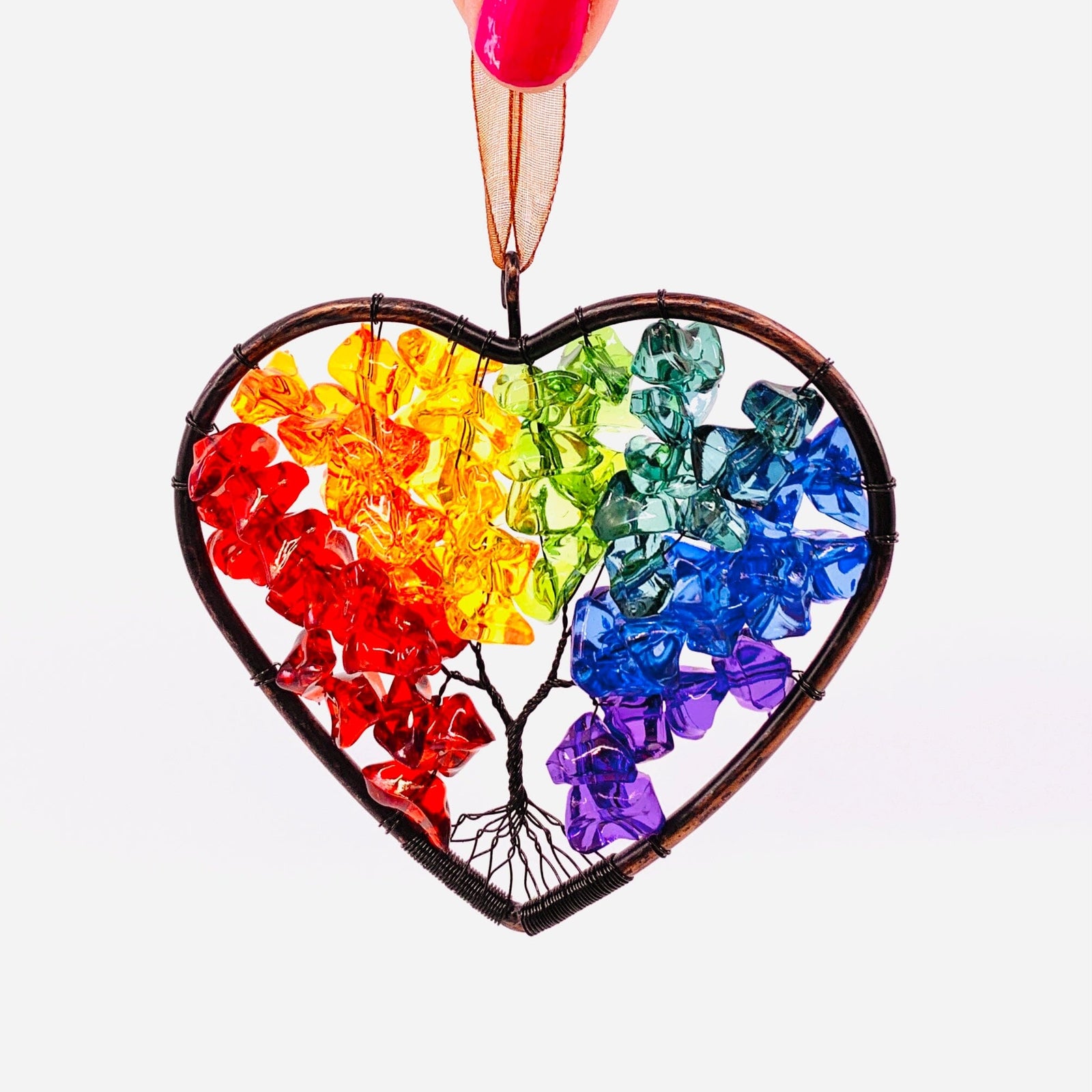 Rainbow Crystal Heart Ornament Ornament GANZ 