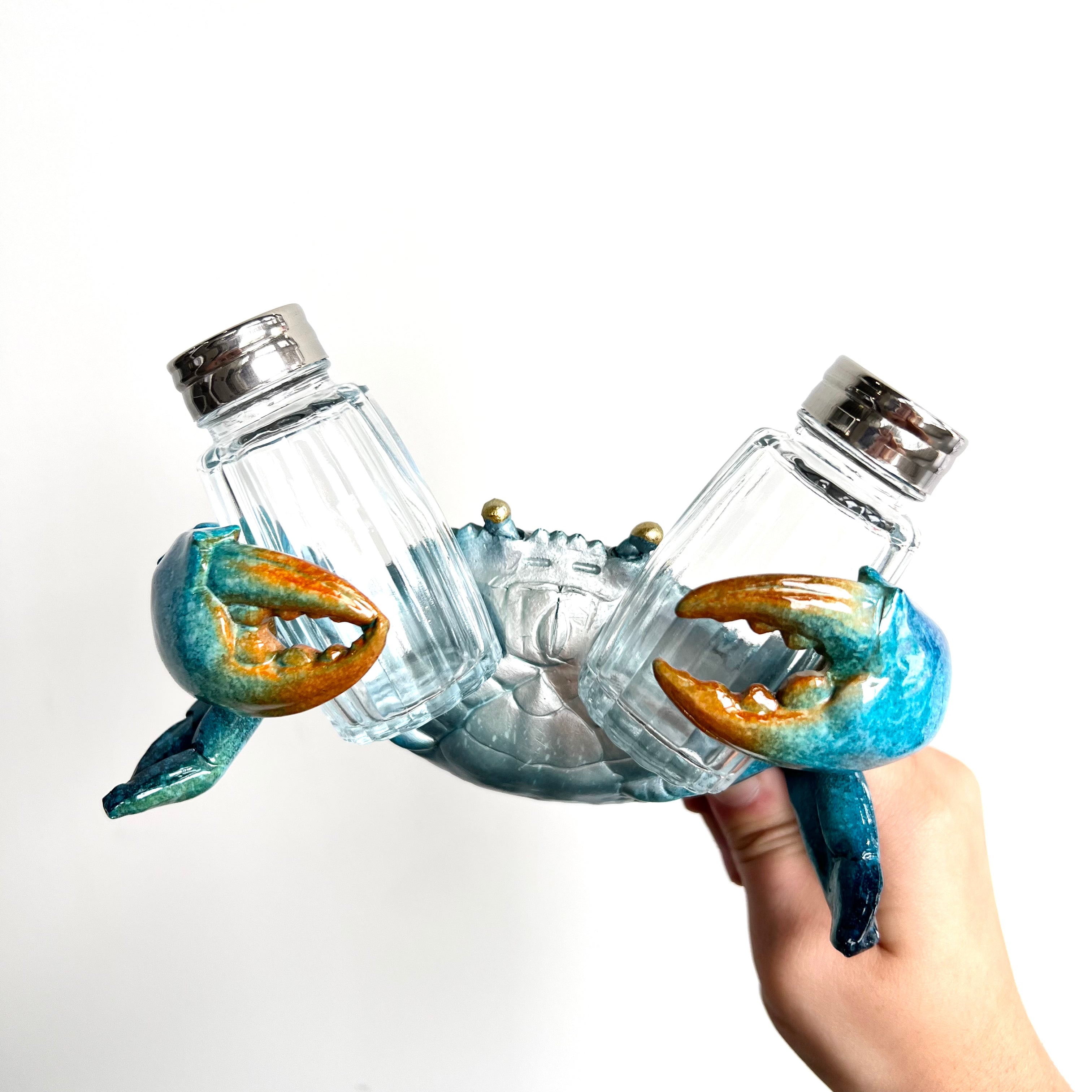 Blue Crab Salt and Pepper Shaker - Luke Adams Glass Blowing Studio