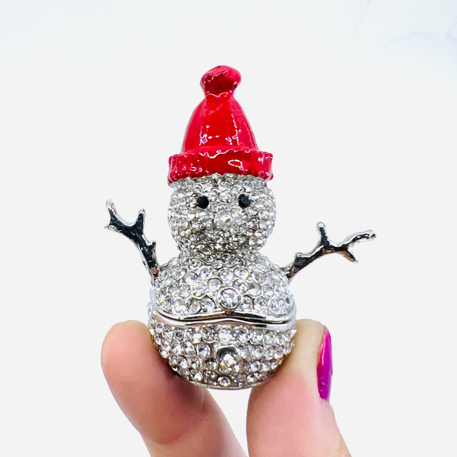 Bejeweled Enamel Trinket Box 22, Snowman Decor Kubla Craft 