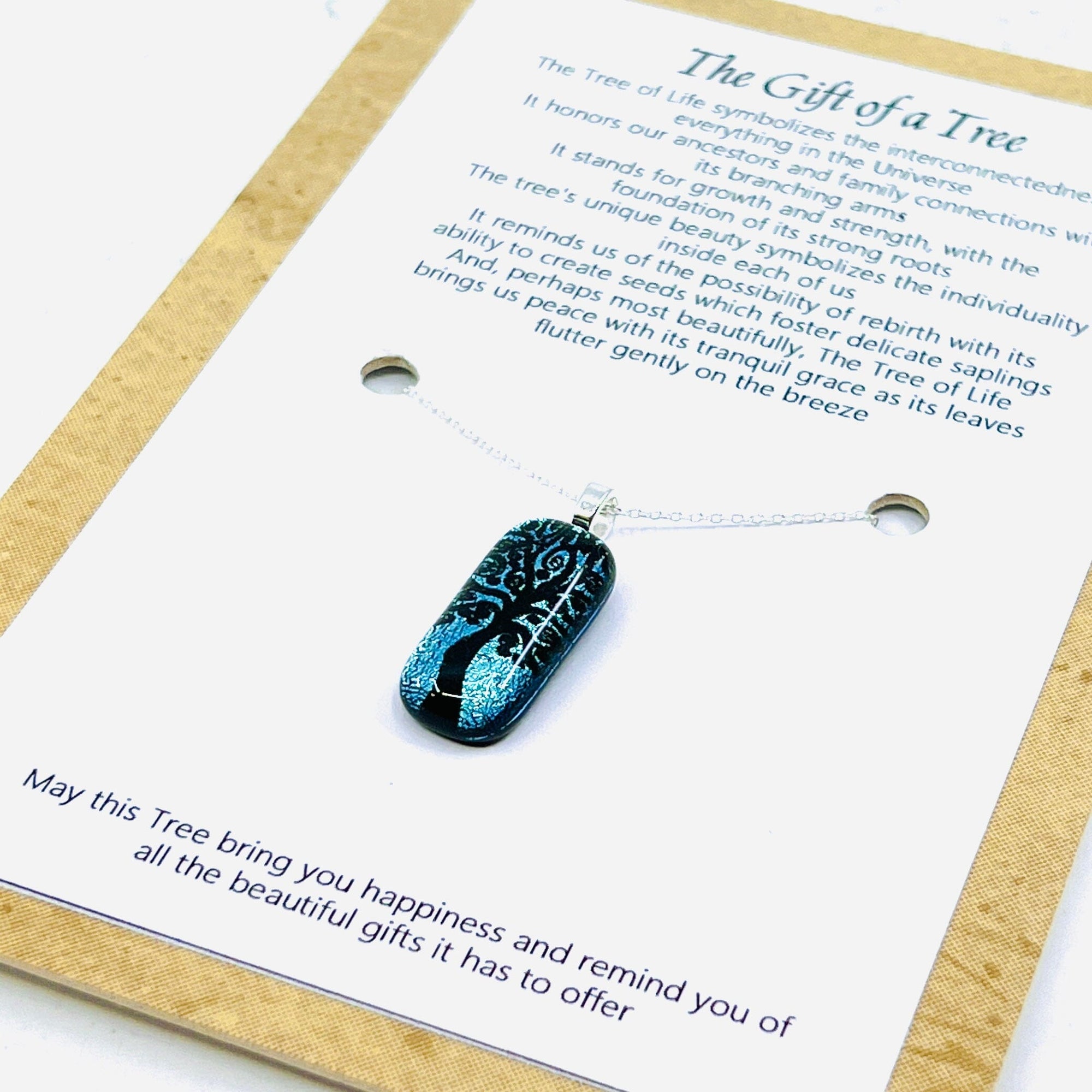 Tree of Life Glass Pendant Necklace 7 Teal Jewelry Glimmer Glass Gifts 