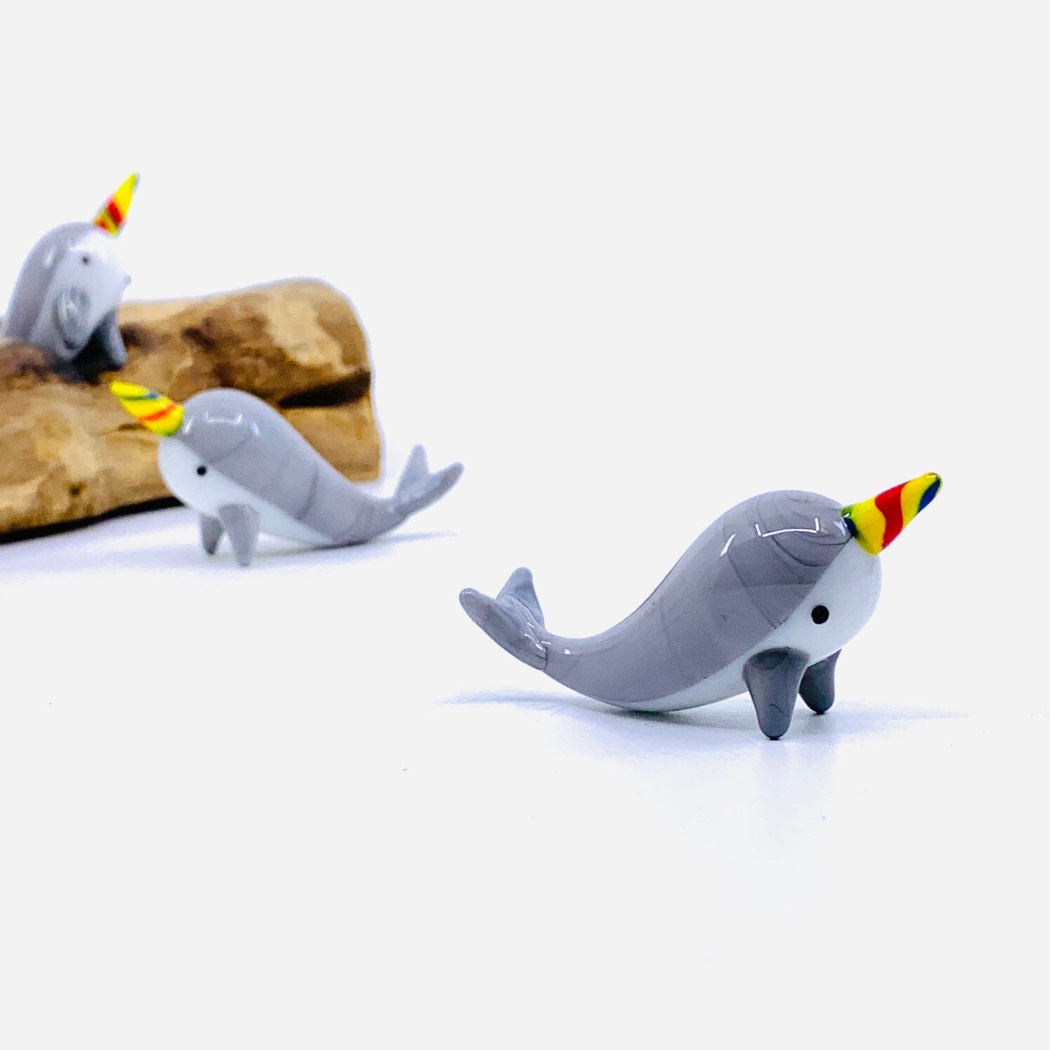 Tiny Glass Narwhal Gray, 106 Miniature - 