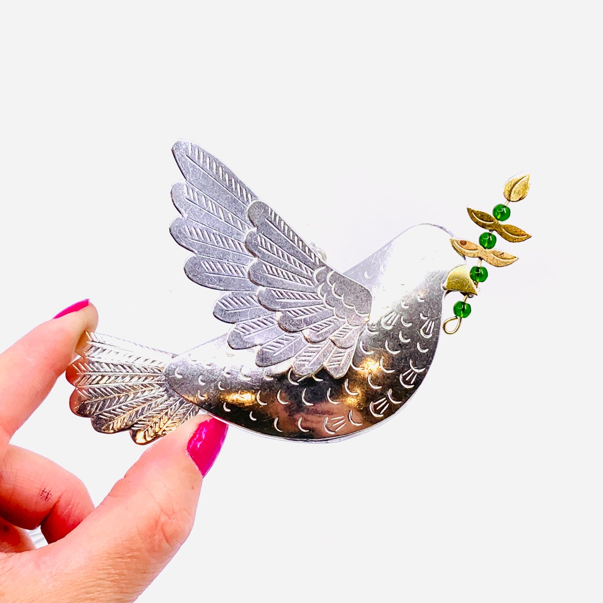 Mixed Metal Ornament, Peaceful Hummingbird 10 Miniature Pilgrim Imports 