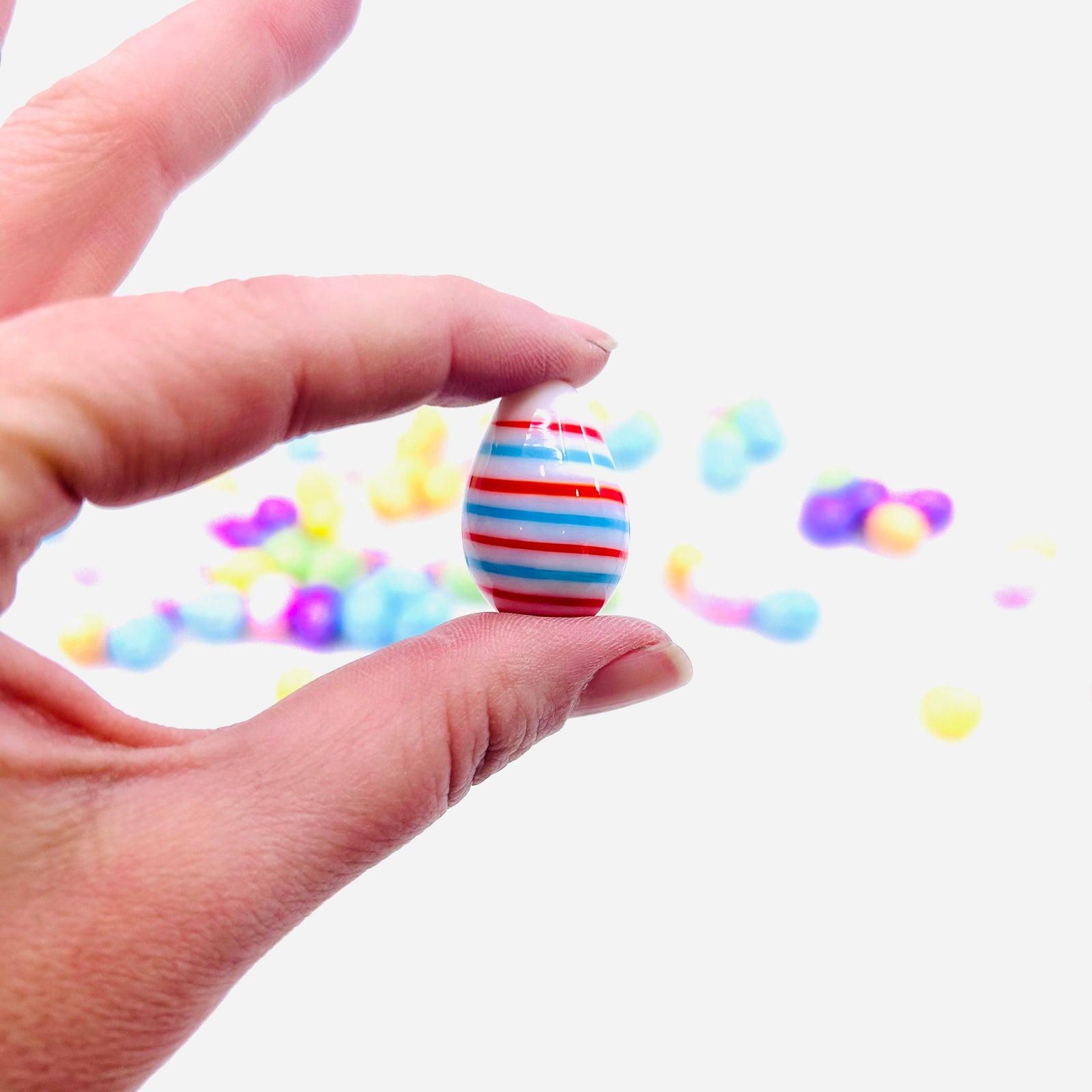 Mini Glass Egg-stravaganza 8 Red and Blue Stripe Amazon 