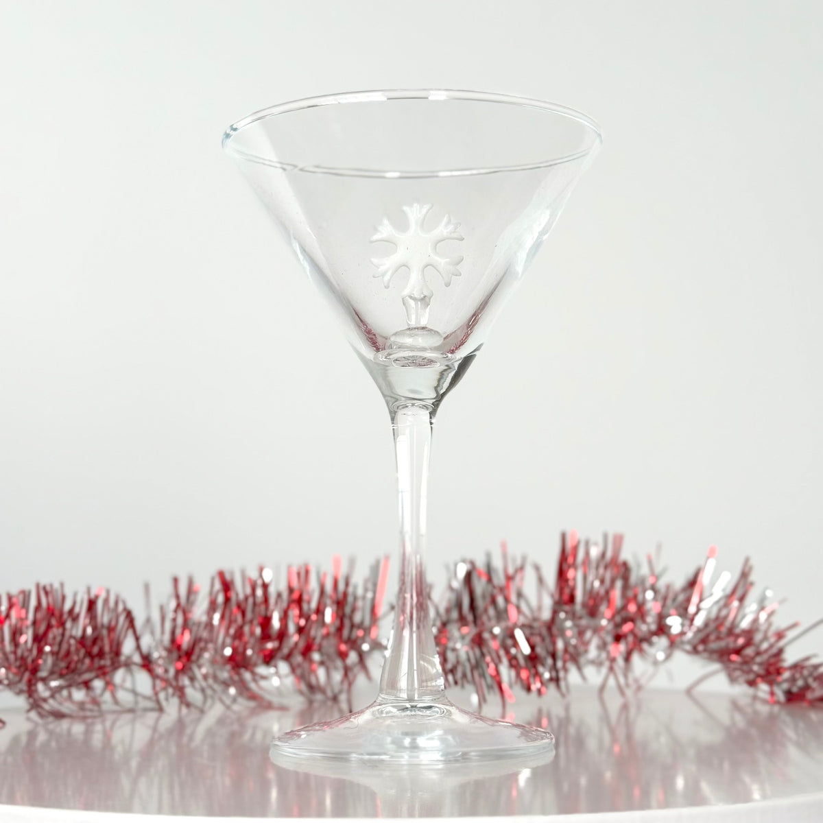 Holiday Icon Martini Glass Creative Co-Op Snowflake 