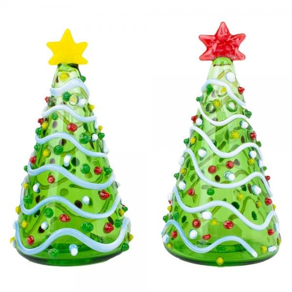 PRE-SALE. NEW! Blown Glass Salt and Pepper Shakers, GREEN Trees Decor Gift Essentials 