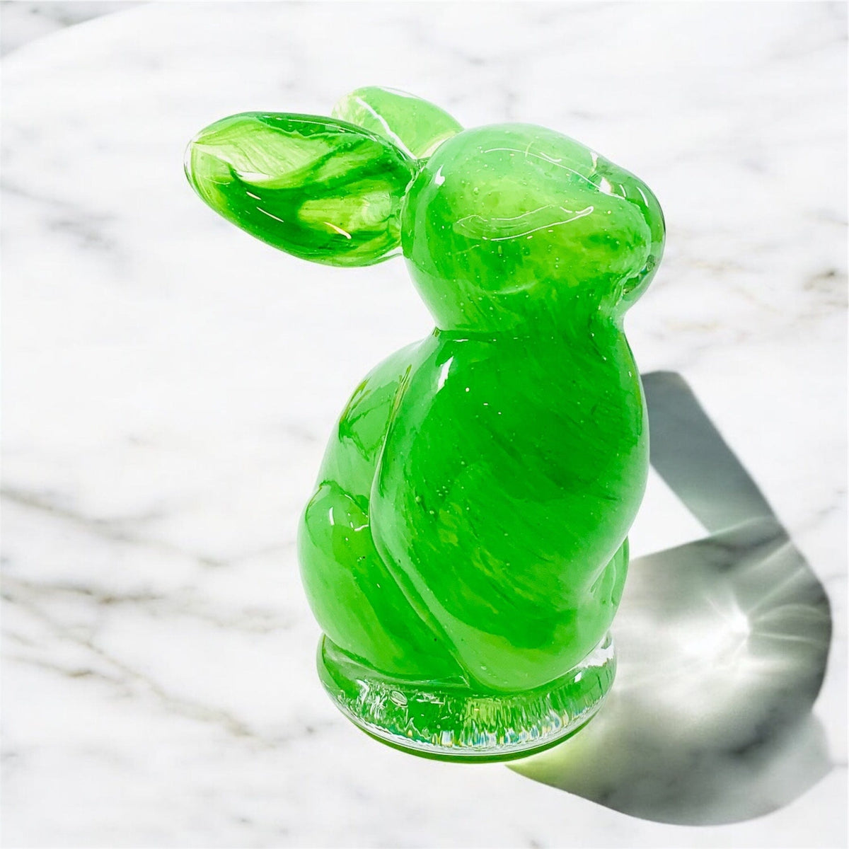 Glass Easter Baby Bunny, Basil Diamond Star 