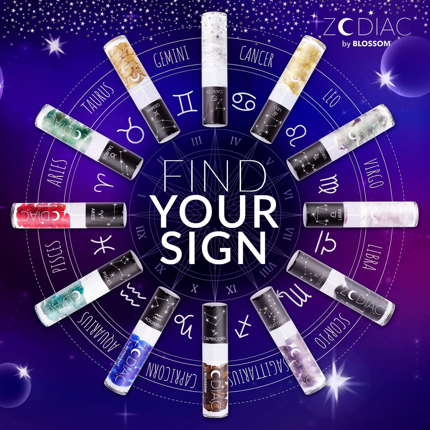 Zodiac Vanilla Scented Crystal Lip Gloss Luke Adams Glass Blowing Studio