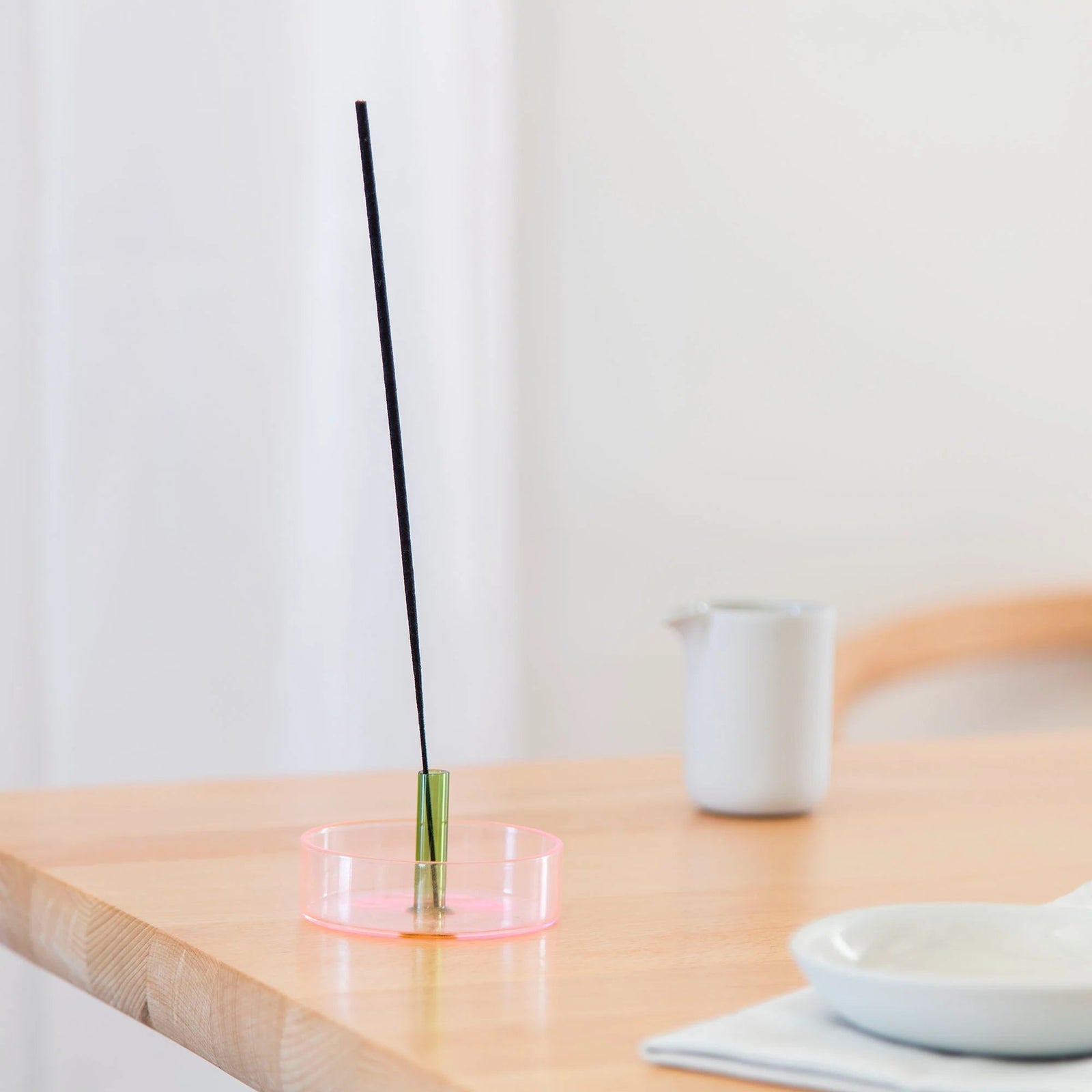 Dual Color Glass Incense Holder, Pink/Green Block Design 