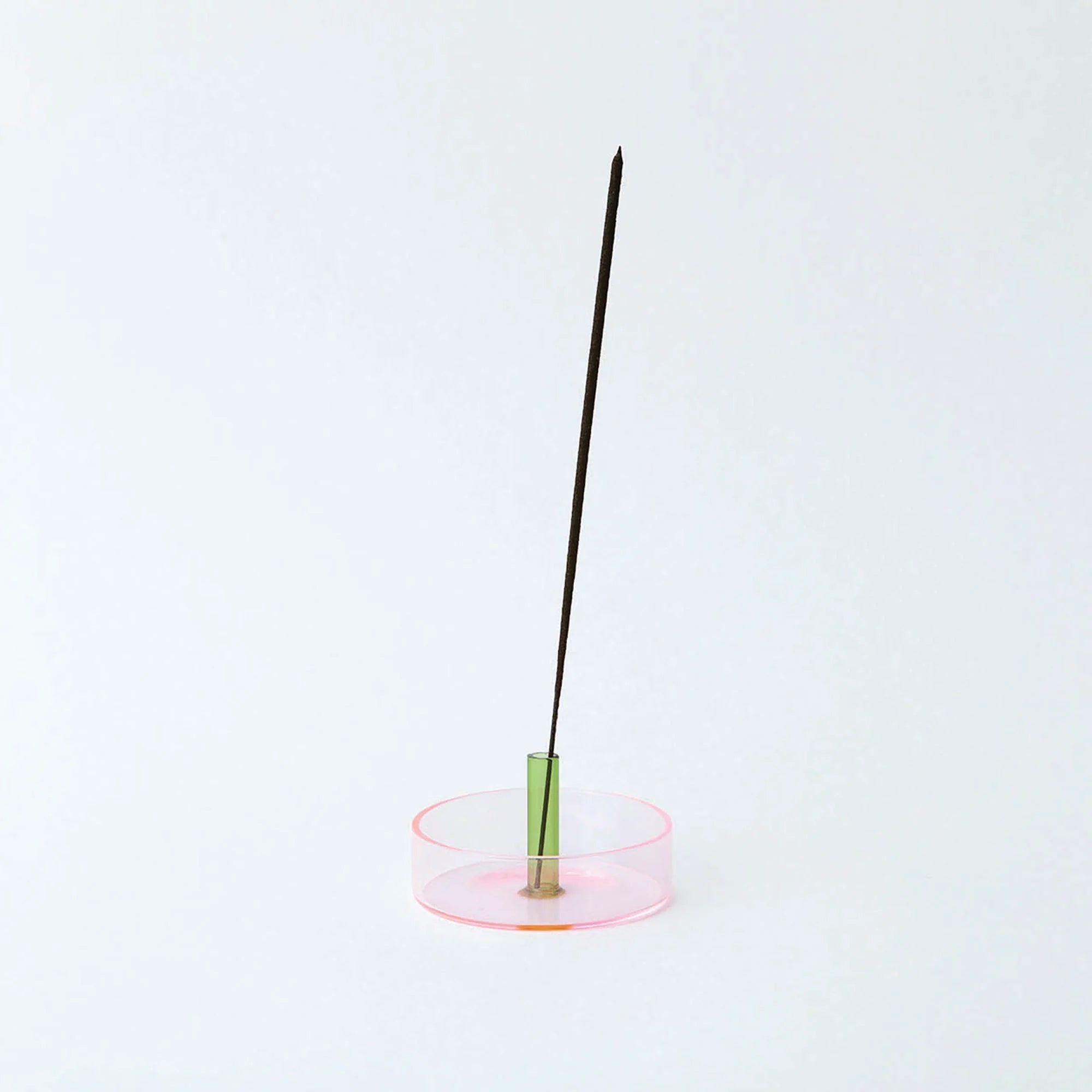 Dual Color Glass Incense Holder, Pink/Green Block Design 