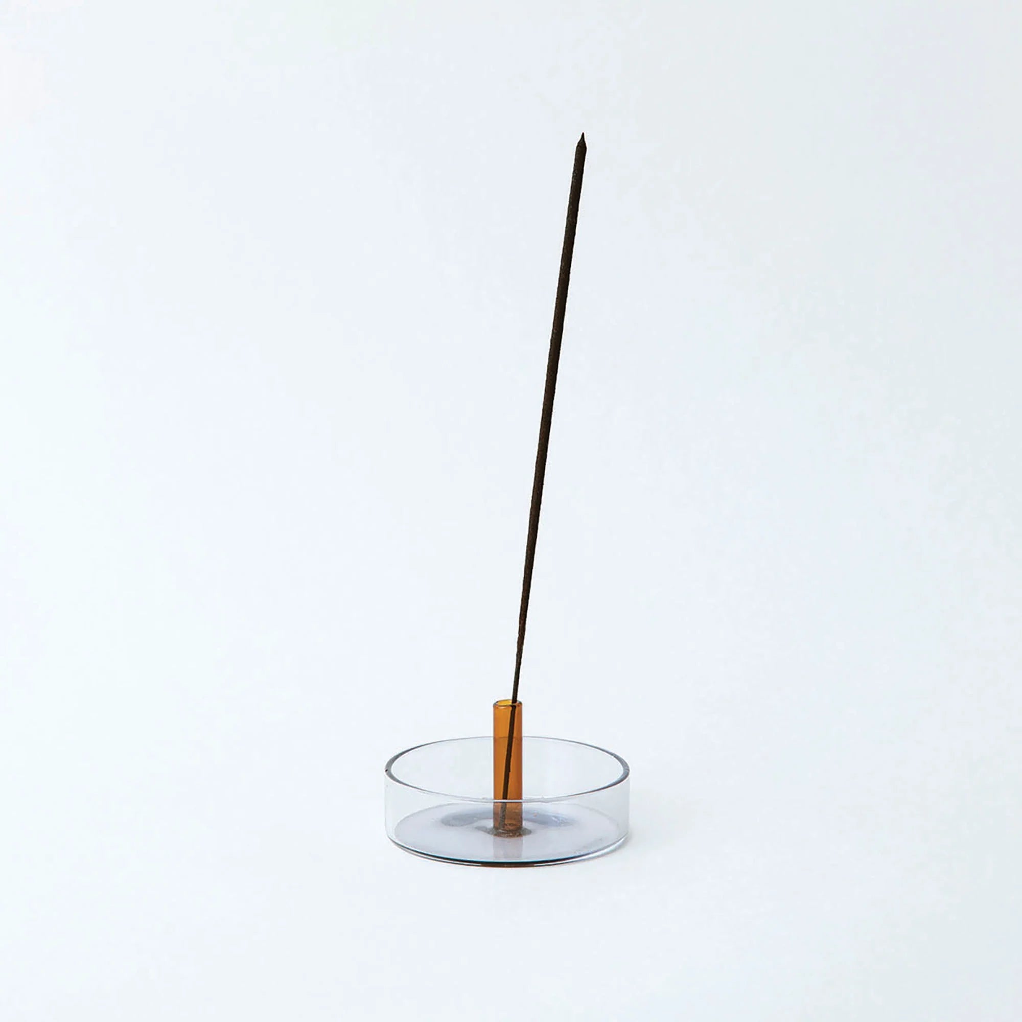Dual Color Glass Incense Holder, Gray/Orange Block Design 