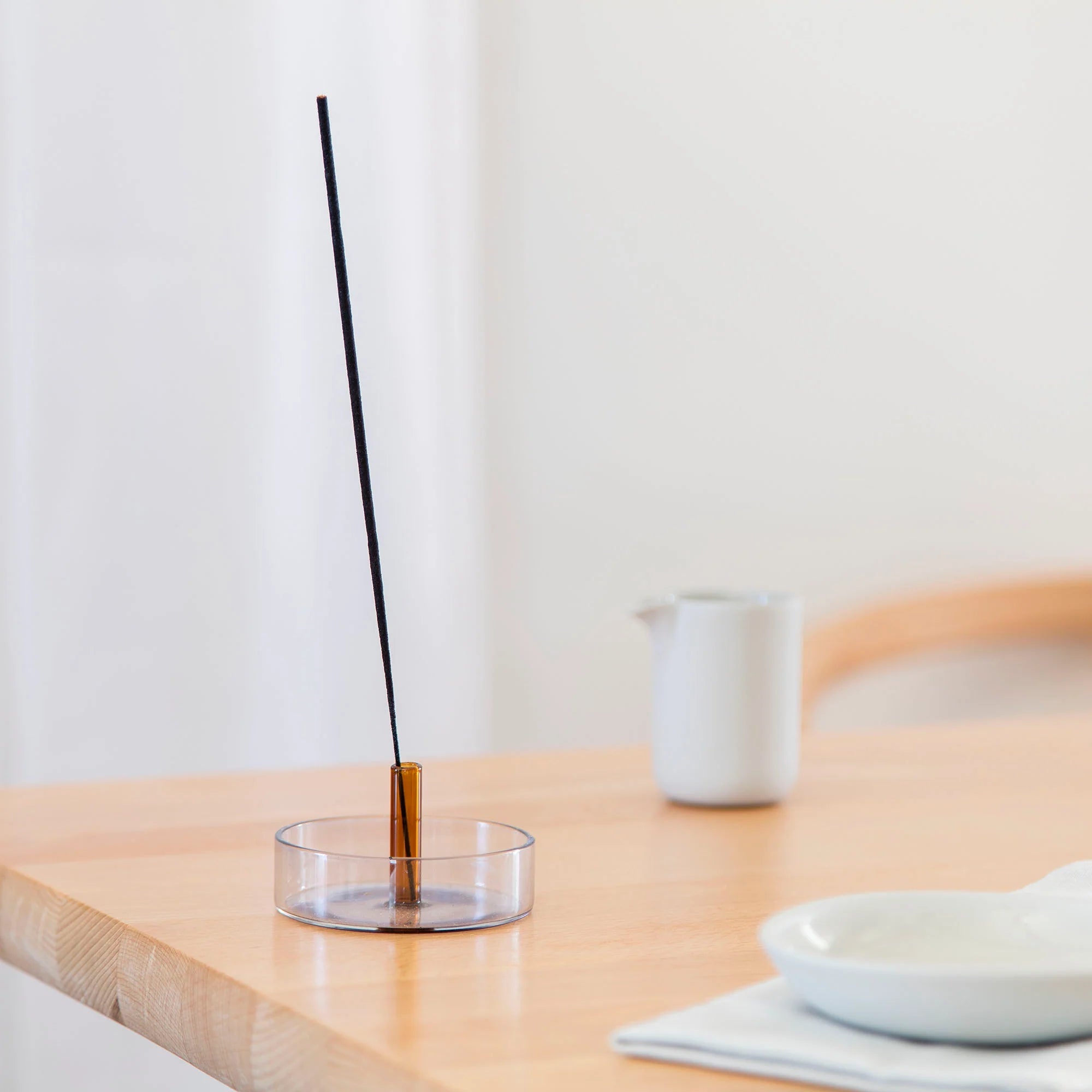 Dual Color Glass Incense Holder, Gray/Orange - Luke Adams Glass