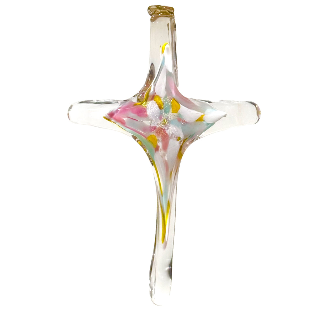Cross Ornament, Cake Pop Suncatcher Luke Adams Glass Blowing Studio 
