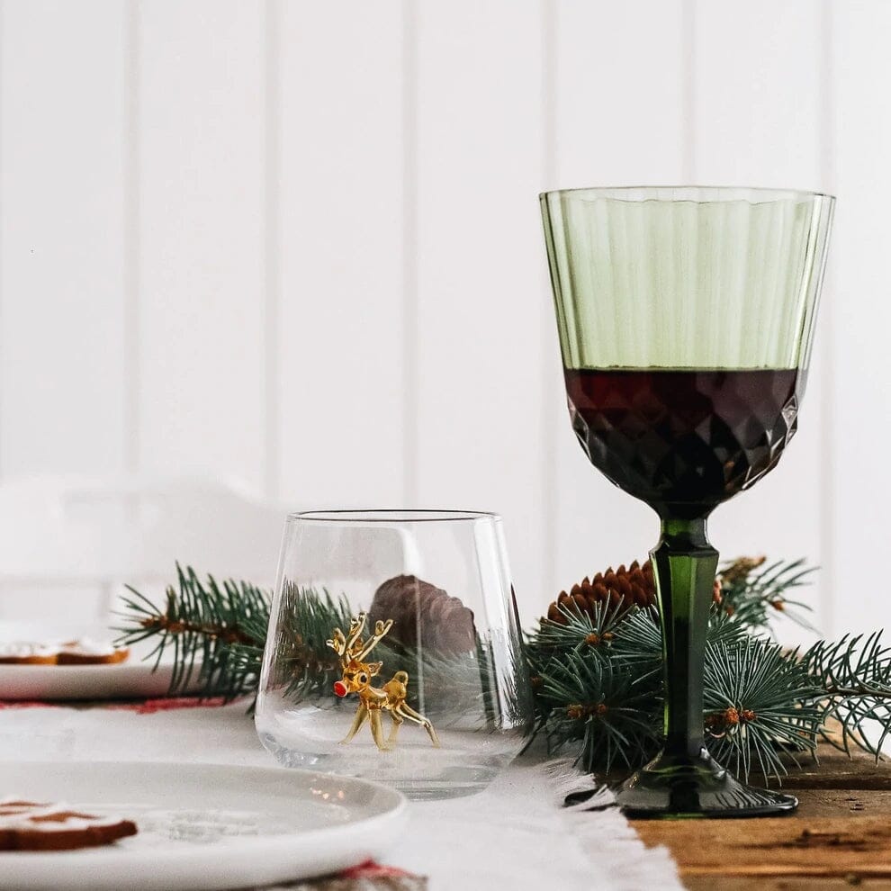 Tiny Animal Wine Glass, Amber Reindeer Decor MiniZoo 