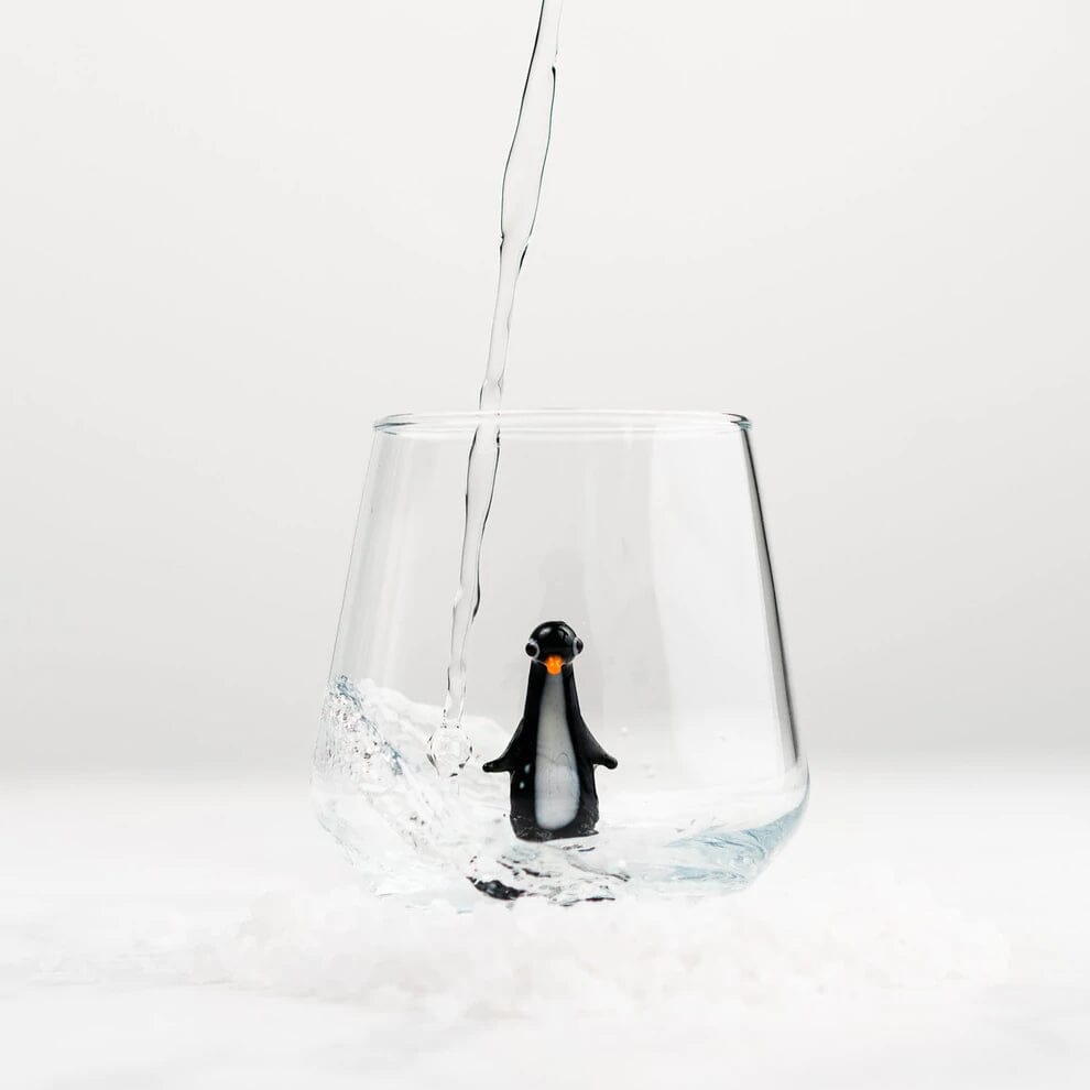 Tiny Animal Wine Glass, Penguin Decor MiniZoo 