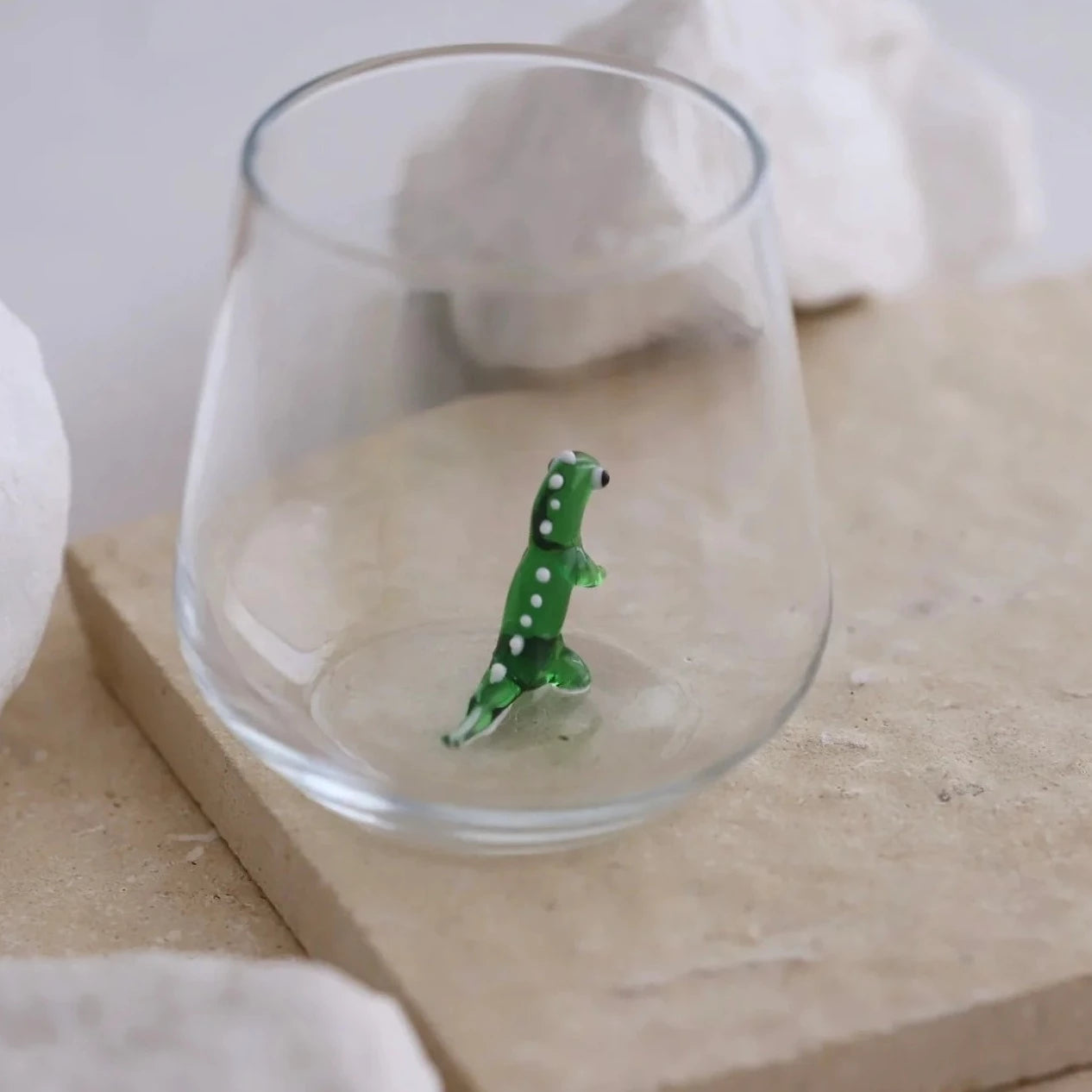 Tiny Animal Wine Glass, Dinosaur Decor MiniZoo 