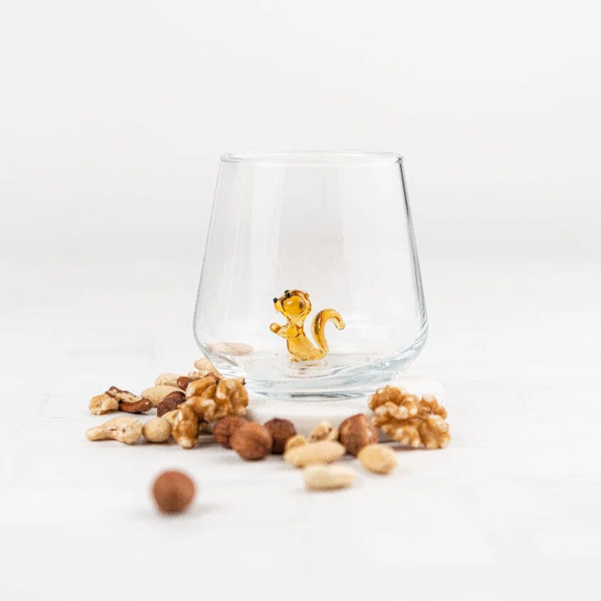 Tiny Animal Wine Glass, Squirrel Decor MiniZoo 