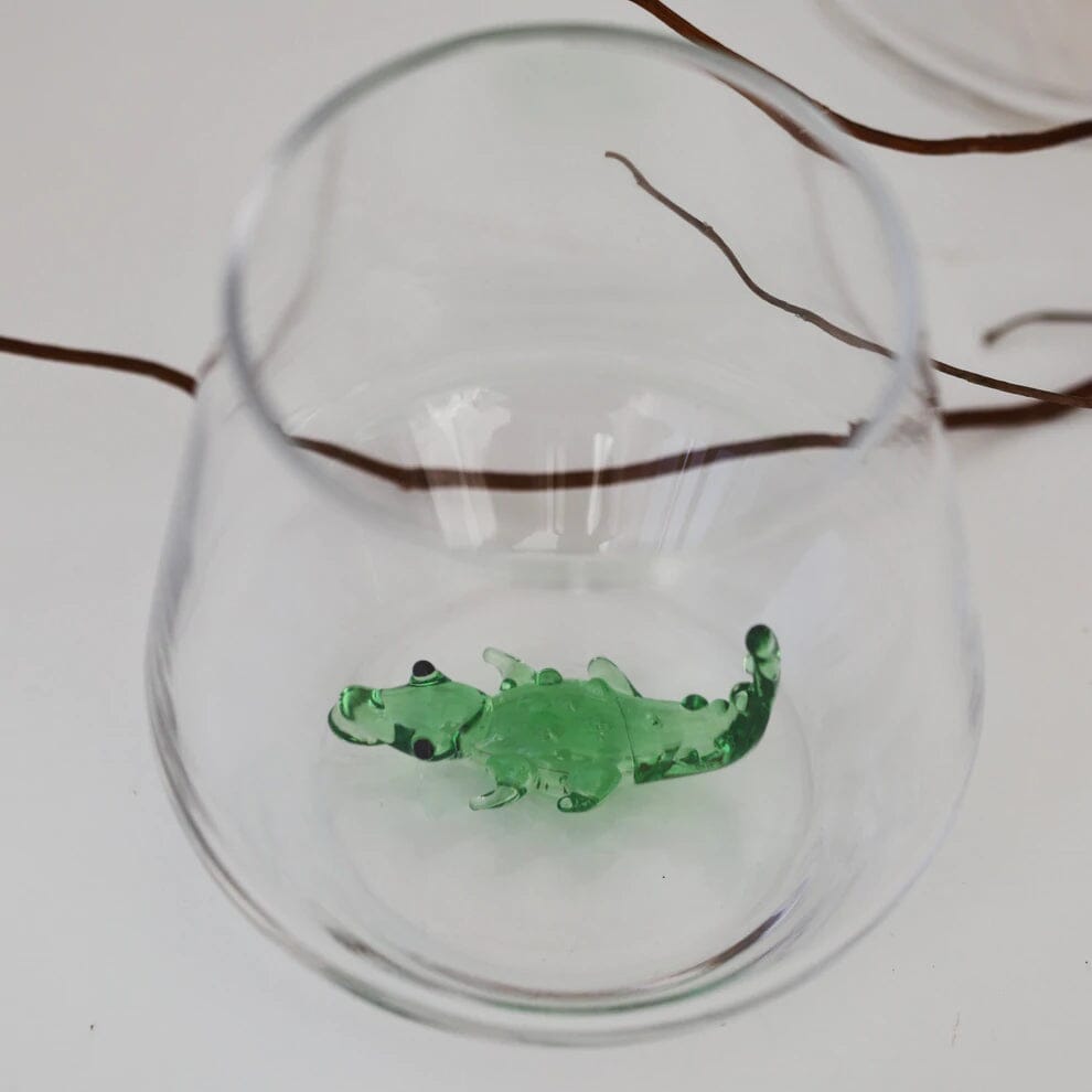 Tiny Animal Wine Glass, Alligator Decor MiniZoo 