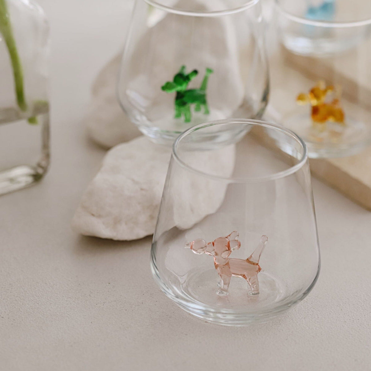 Tiny Animal Wine Glass, Balloon Dog Decor MiniZoo Pink 