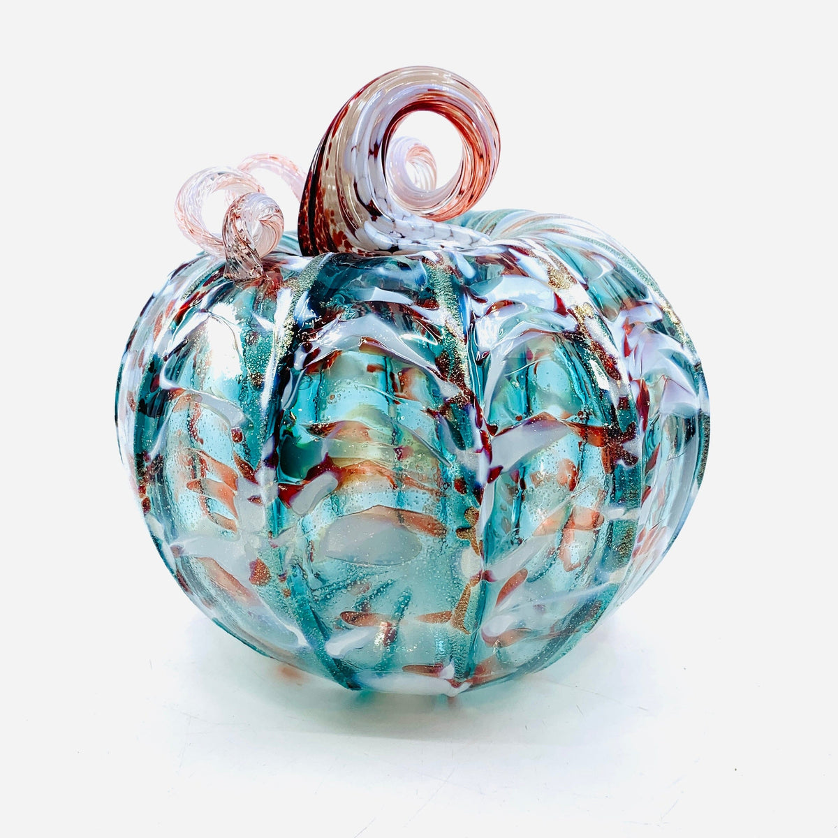 Daily Pumpkin 1464 Winter Frost Shimmer Large Daily Pumpkin Luke Adams Glass Blowing Studio 