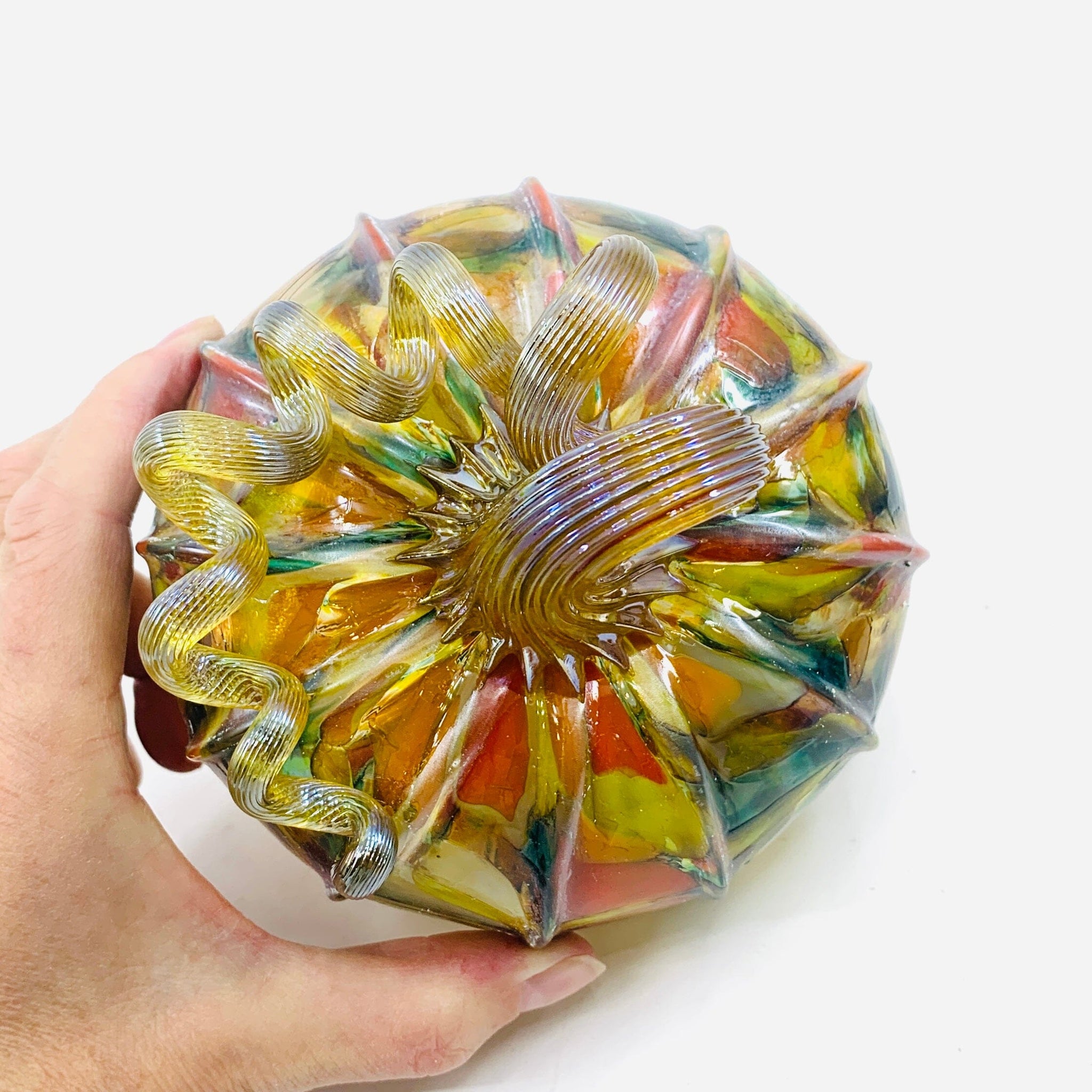 Daily Pumpkin 1583 Shimmer Squat - Luke Adams Glass Blowing Studio